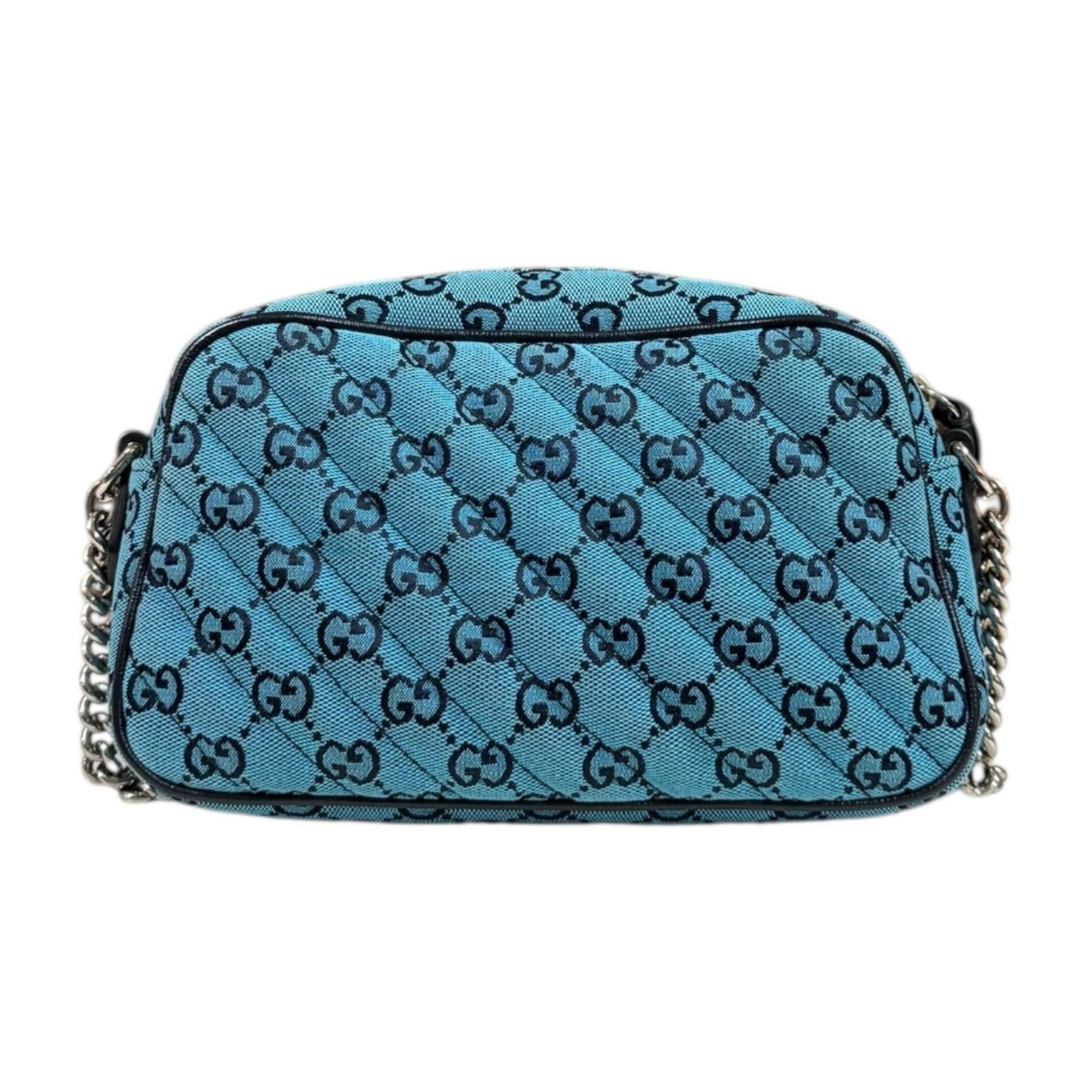 Gucci Gucci Quilted Chain Shoulder Bag GG Marmont Canvas 447632 Blue Women's GUCCI Size ONE SIZE - 3 Thumbnail