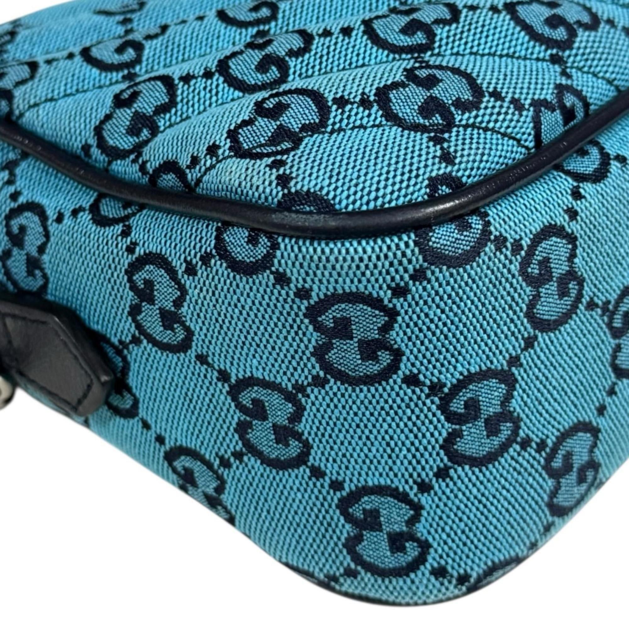 Gucci Gucci Quilted Chain Shoulder Bag GG Marmont Canvas 447632 Blue Women's GUCCI Size ONE SIZE - 7 Thumbnail