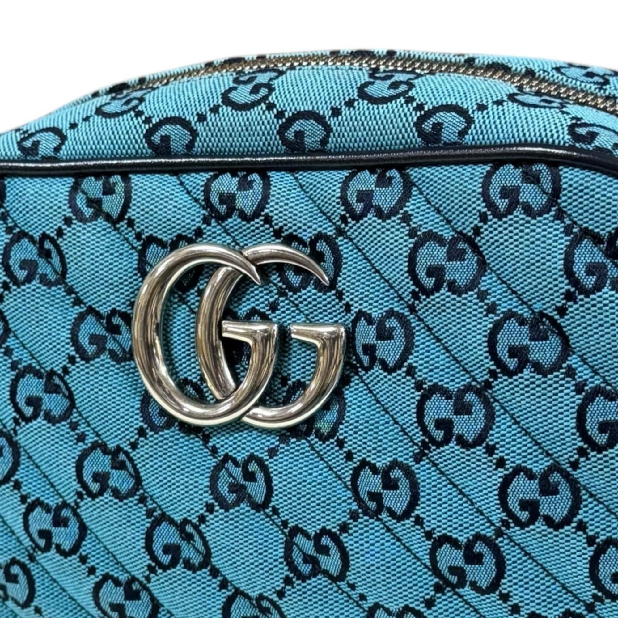 Gucci Gucci Quilted Chain Shoulder Bag GG Marmont Canvas 447632 Blue Women's GUCCI Size ONE SIZE - 8 Thumbnail