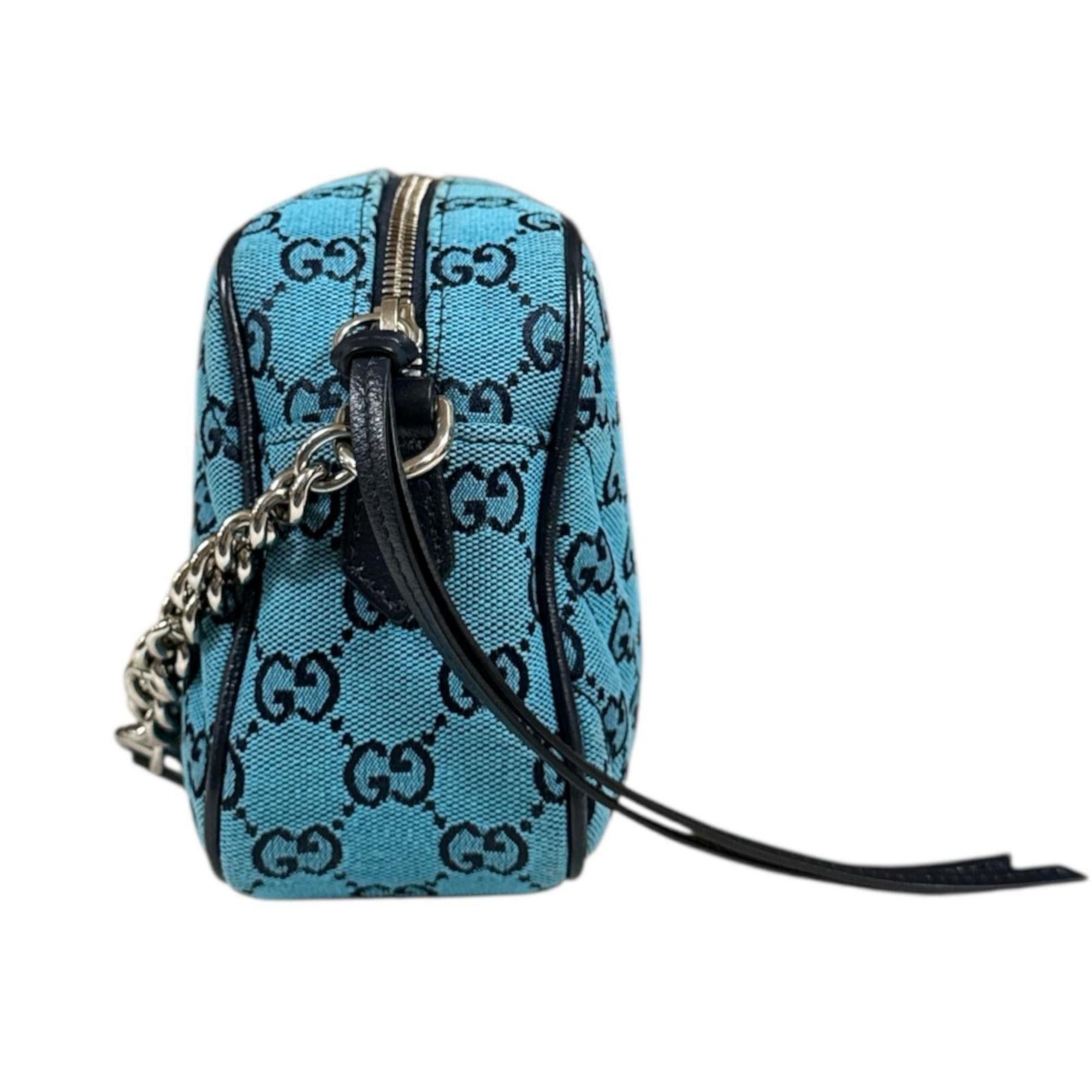 Gucci Gucci Quilted Chain Shoulder Bag GG Marmont Canvas 447632 Blue Women's GUCCI Size ONE SIZE - 4 Thumbnail