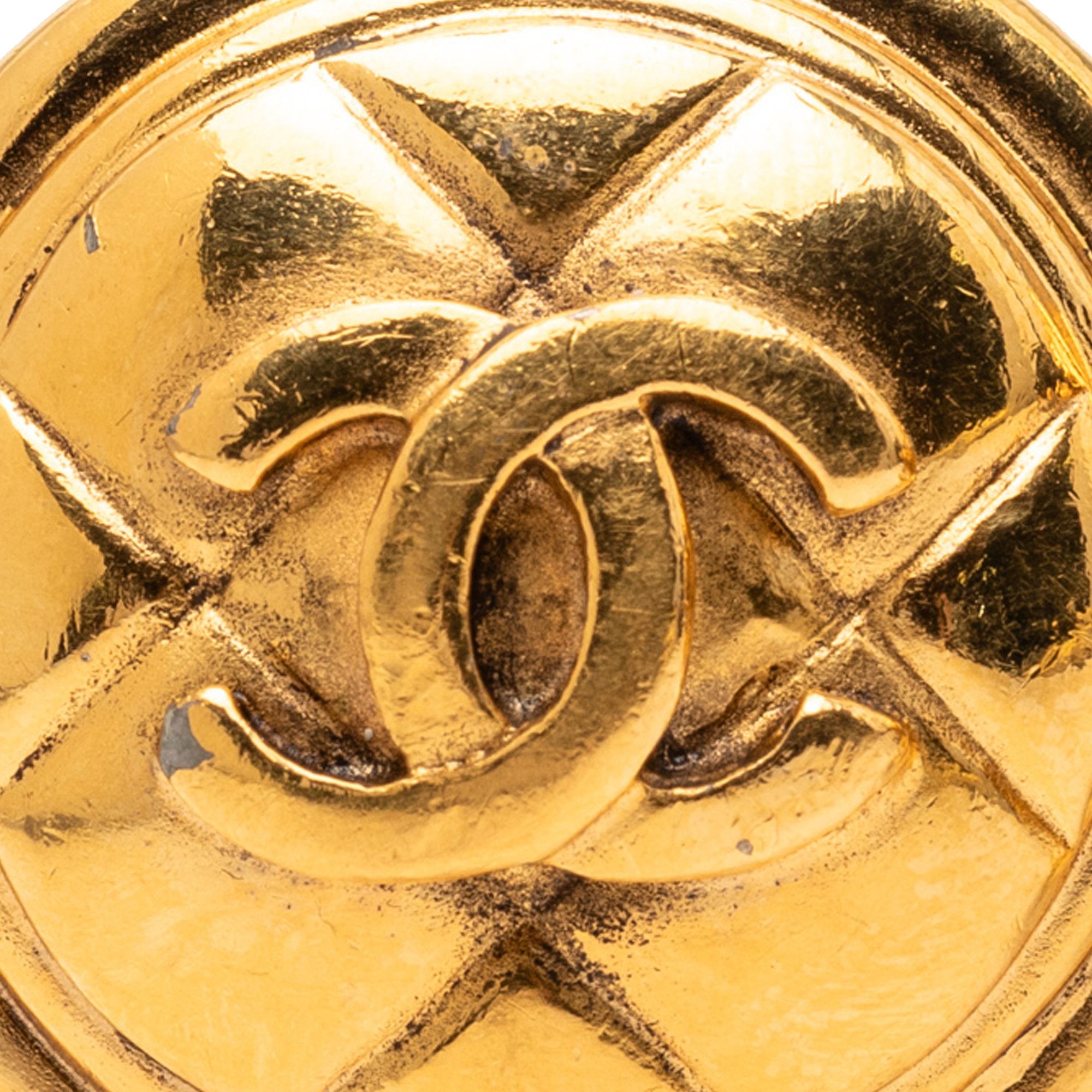 Chanel Chanel Gold Plated CC Quilted Round Clip On Earrings Size ONE SIZE - 3 Thumbnail