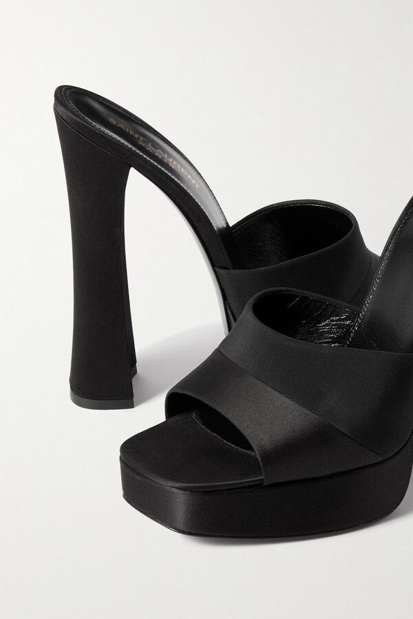 Saint Laurent Paris Boogie Satin And Crepe De Chine Platform Mules Size US 5 / IT 35 - 3 Thumbnail