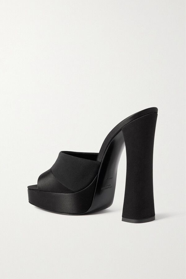 Saint Laurent Paris Boogie Satin And Crepe De Chine Platform Mules Size US 8 / IT 38 - 2 Thumbnail
