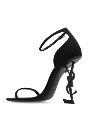 Saint Laurent Paris SAINT LAURENT BLACK ‘OPYUM’ HEELED SANDALS IN SATIN Size US 10 / IT 40 - 4 Thumbnail