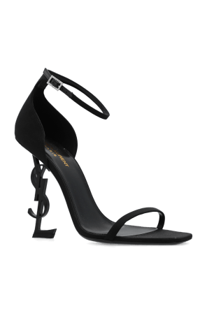 Saint Laurent Paris SAINT LAURENT BLACK ‘OPYUM’ HEELED SANDALS IN SATIN Size US 10 / IT 40 - 3 Thumbnail