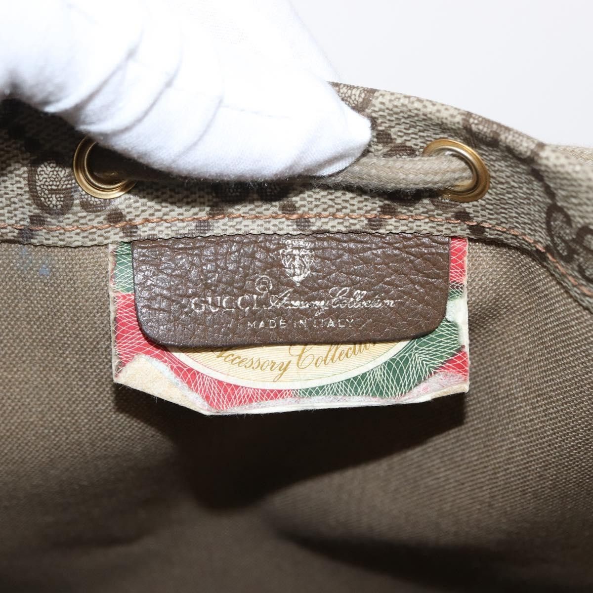 Gucci Gucci Drawstring Shoulder Bag GG Canvas with Leather Size ONE SIZE - 6 Thumbnail