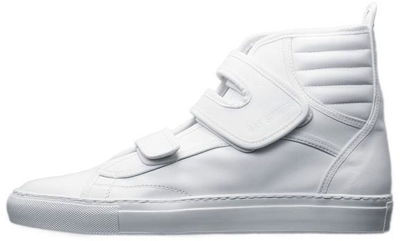Raf Simons BRAND White Leather Velcro High-Top Sneakers |