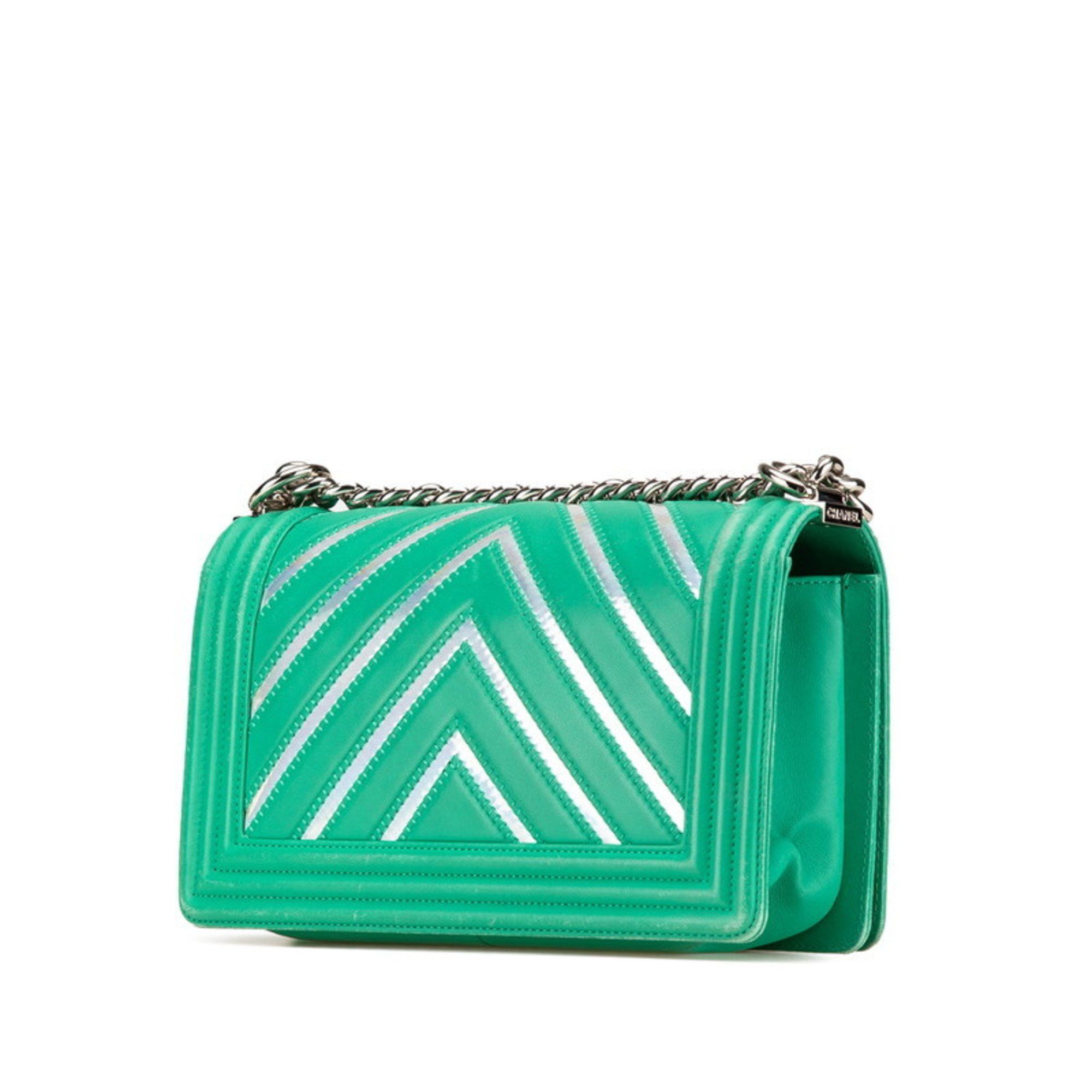 Chanel Chanel Boy Flap Bag Chevron Lambskin with Holographic PVC Size ONE SIZE - 2 Thumbnail