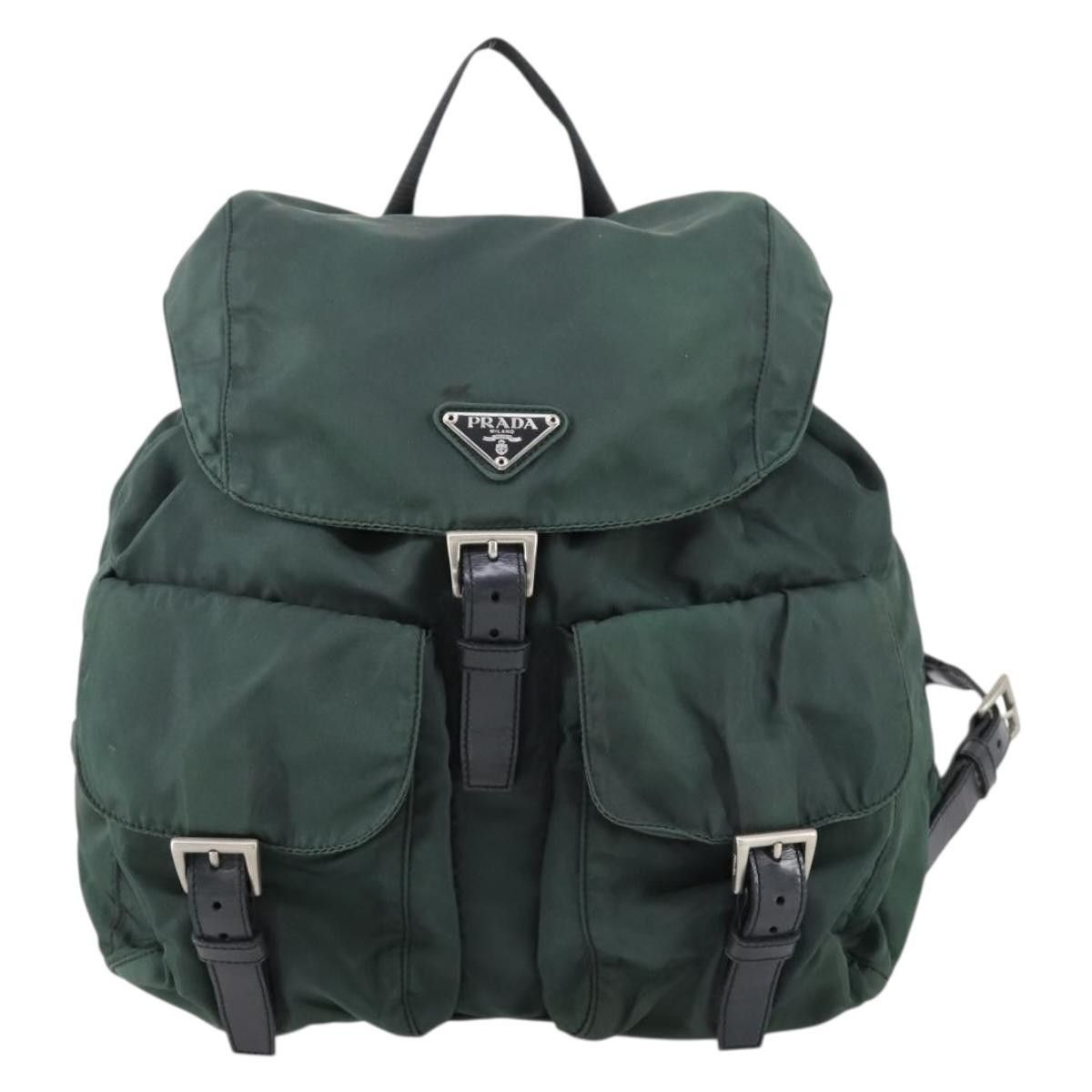 Prada Prada Vela Double Front Pocket Backpack Tessuto with Saffiano Leather Size ONE SIZE - 24 Thumbnail