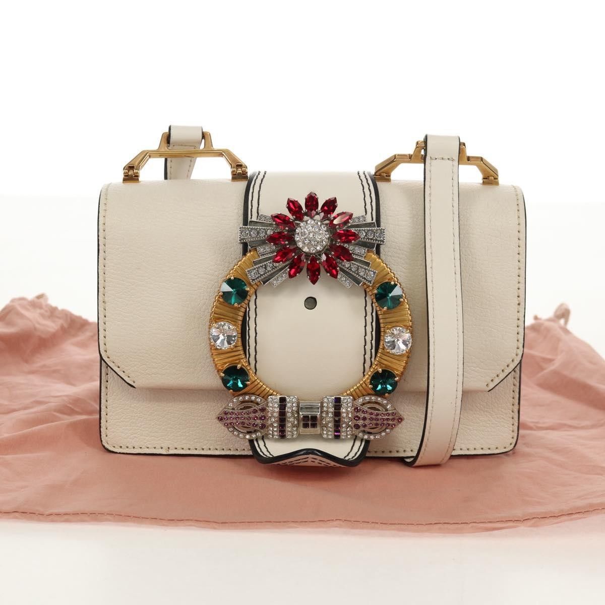 Miu Miu Miu Miu Madras Crystal Buckle Leather Size ONE SIZE - 17 Thumbnail