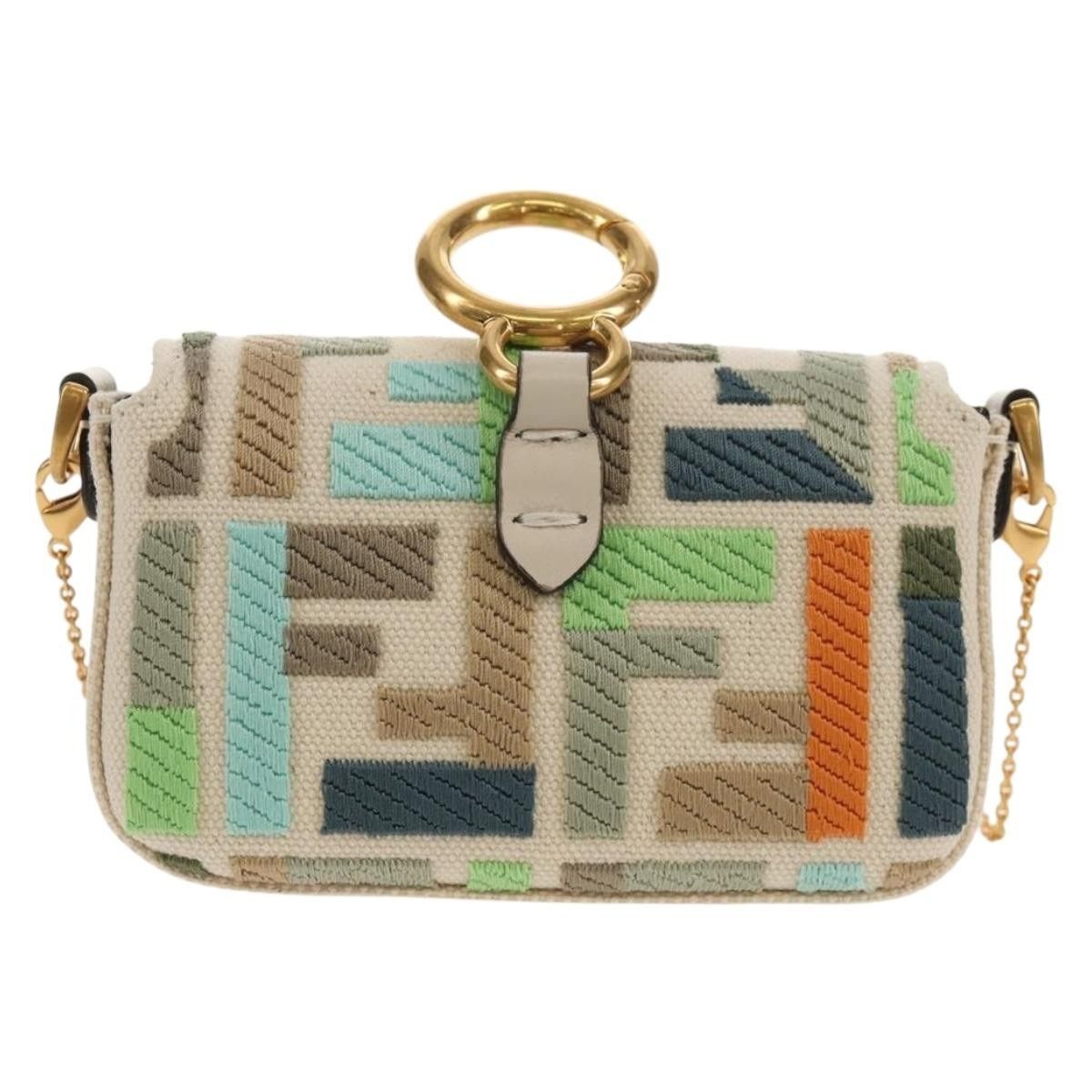 Fendi Fendi Chain Baguette Charm Bag Zucca Embroidered Canvas Size ONE SIZE - 2 Thumbnail