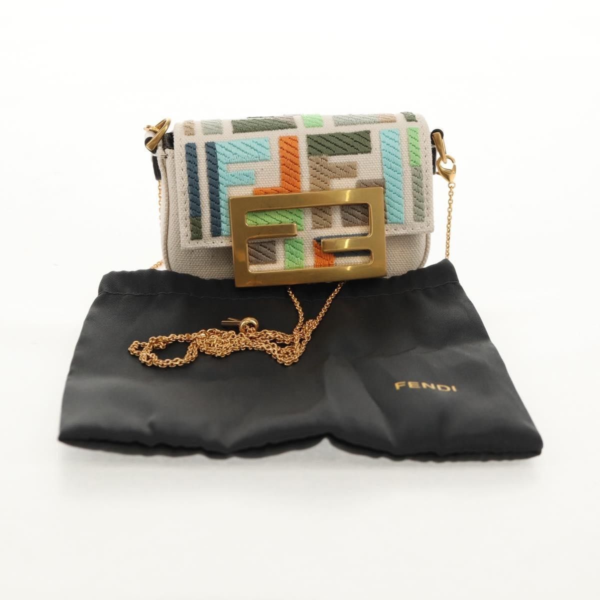 Fendi Fendi Chain Baguette Charm Bag Zucca Embroidered Canvas Size ONE SIZE - 18 Thumbnail