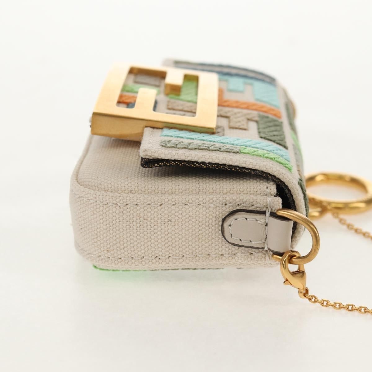Fendi Fendi Chain Baguette Charm Bag Zucca Embroidered Canvas Size ONE SIZE - 4 Thumbnail
