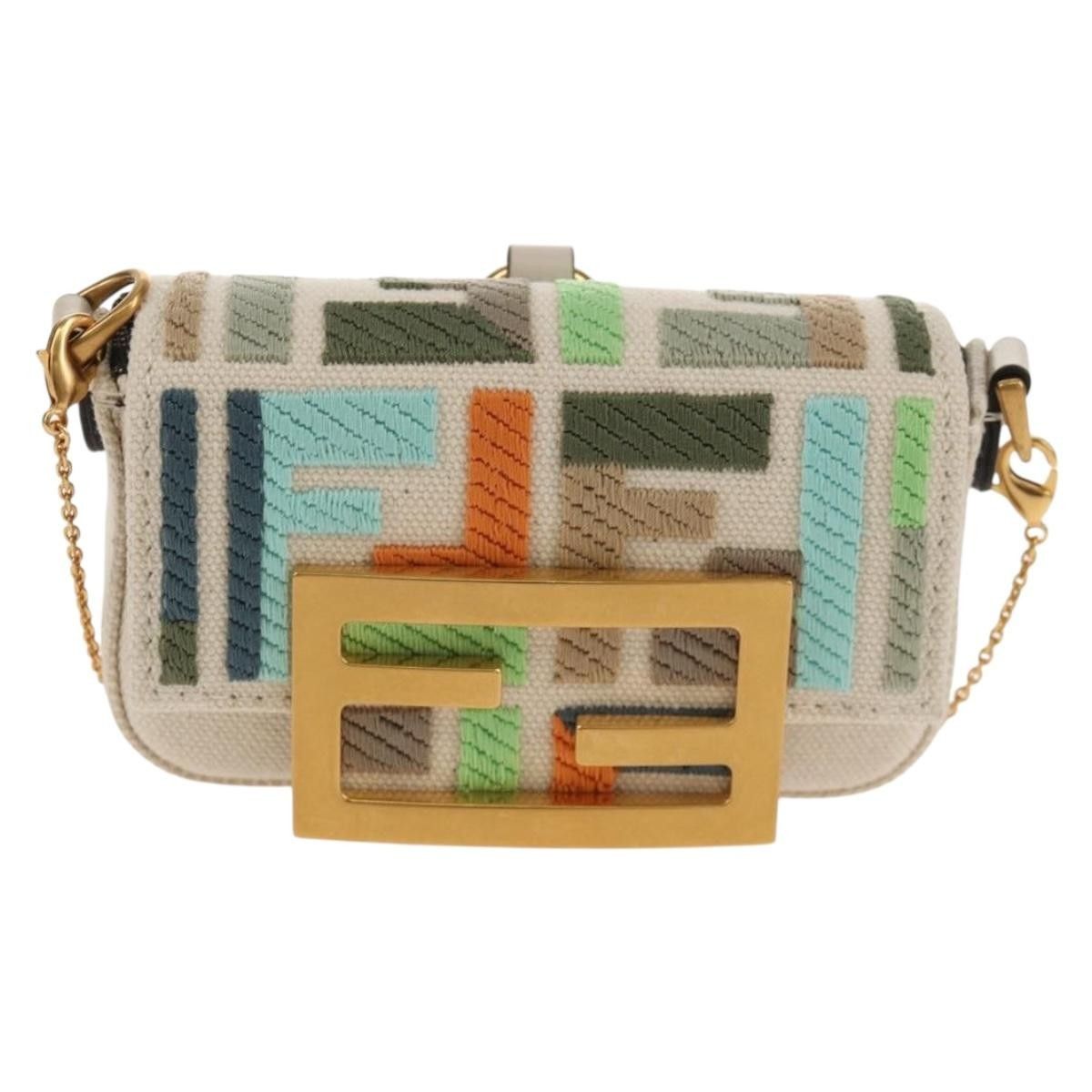 Fendi Fendi Chain Baguette Charm Bag Zucca Embroidered Canvas Size ONE SIZE - 21 Thumbnail