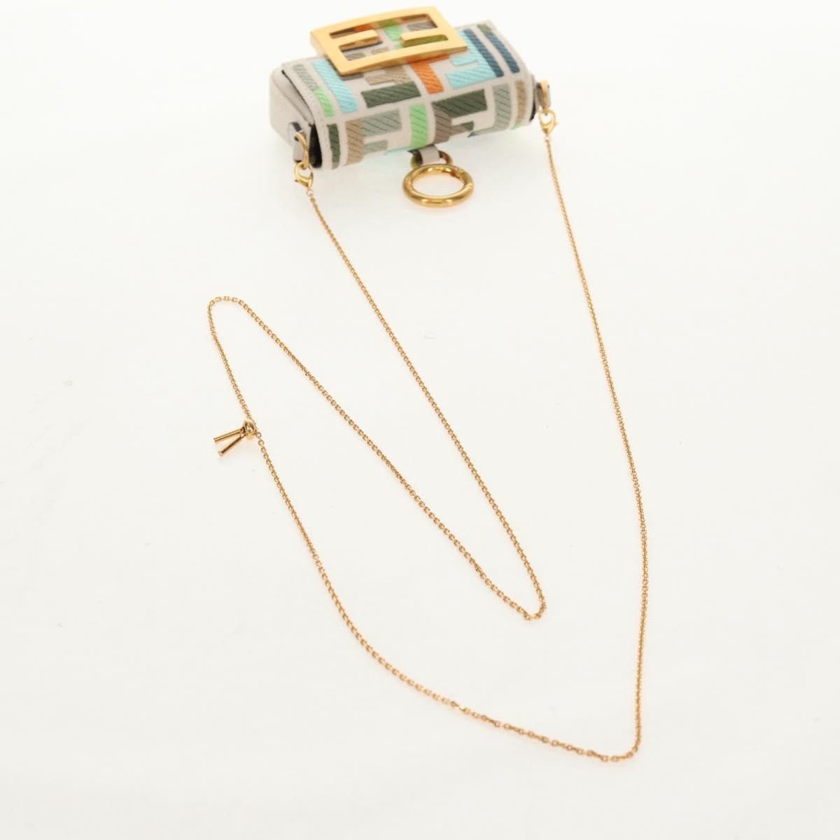 Fendi Fendi Chain Baguette Charm Bag Zucca Embroidered Canvas Size ONE SIZE - 8 Thumbnail