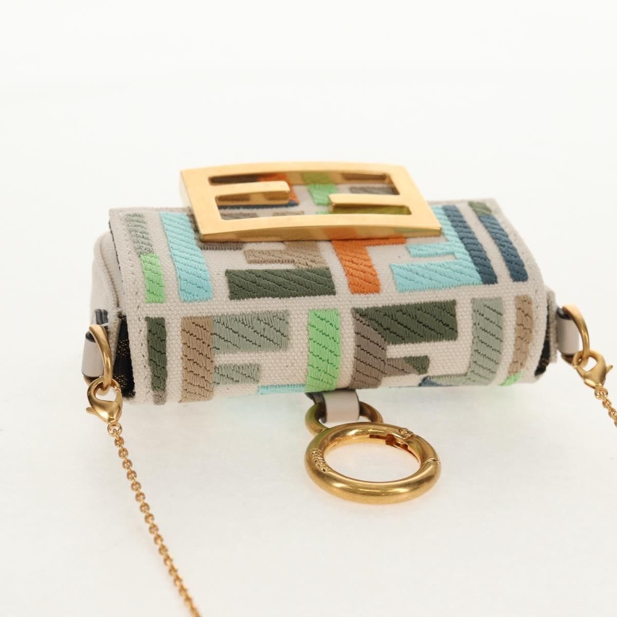 Fendi Fendi Chain Baguette Charm Bag Zucca Embroidered Canvas Size ONE SIZE - 13 Thumbnail