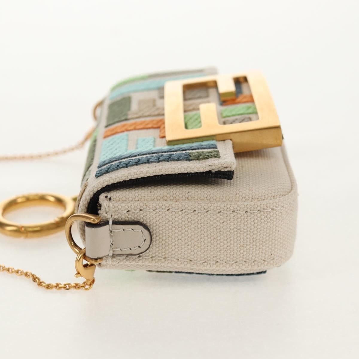 Fendi Fendi Chain Baguette Charm Bag Zucca Embroidered Canvas Size ONE SIZE - 3 Thumbnail