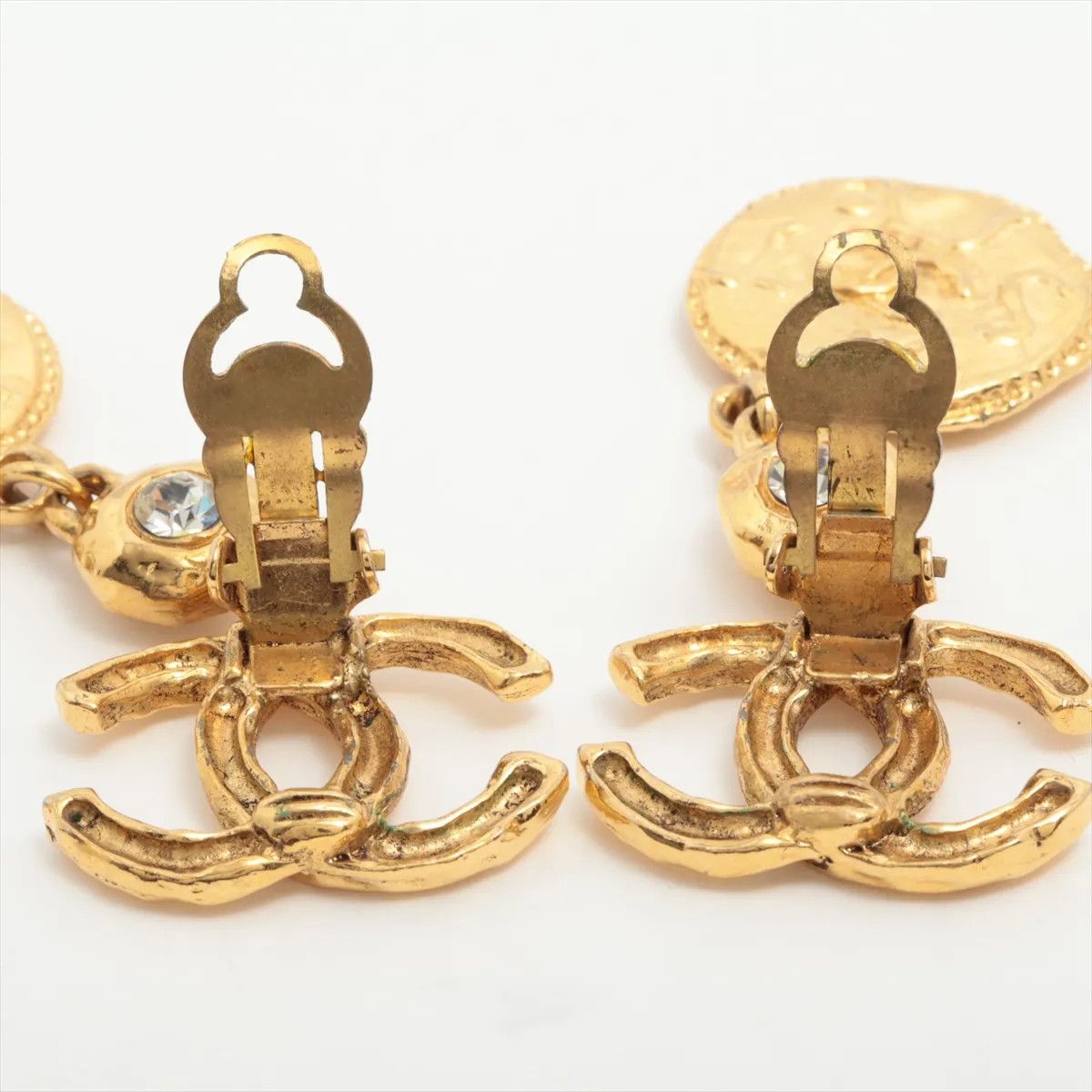 Chanel Chanel Vintage CC Dangle Earrings Metal with Crystals Size ONE SIZE - 3 Thumbnail
