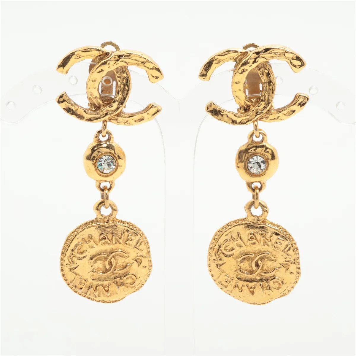 Chanel Chanel Vintage CC Dangle Earrings Metal with Crystals Size ONE SIZE - 5 Thumbnail