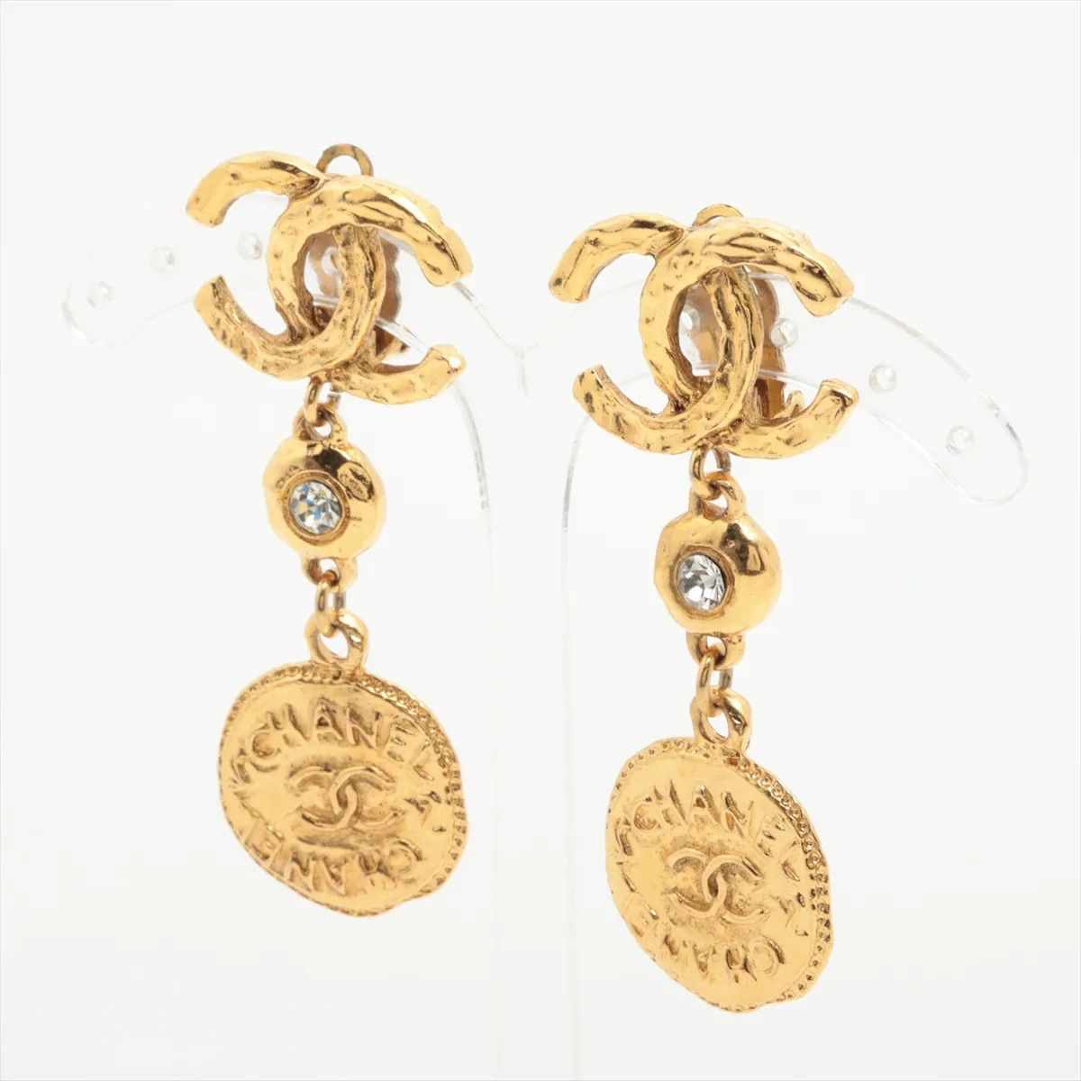 Chanel Chanel Vintage CC Dangle Earrings Metal with Crystals Size ONE SIZE - 2 Thumbnail