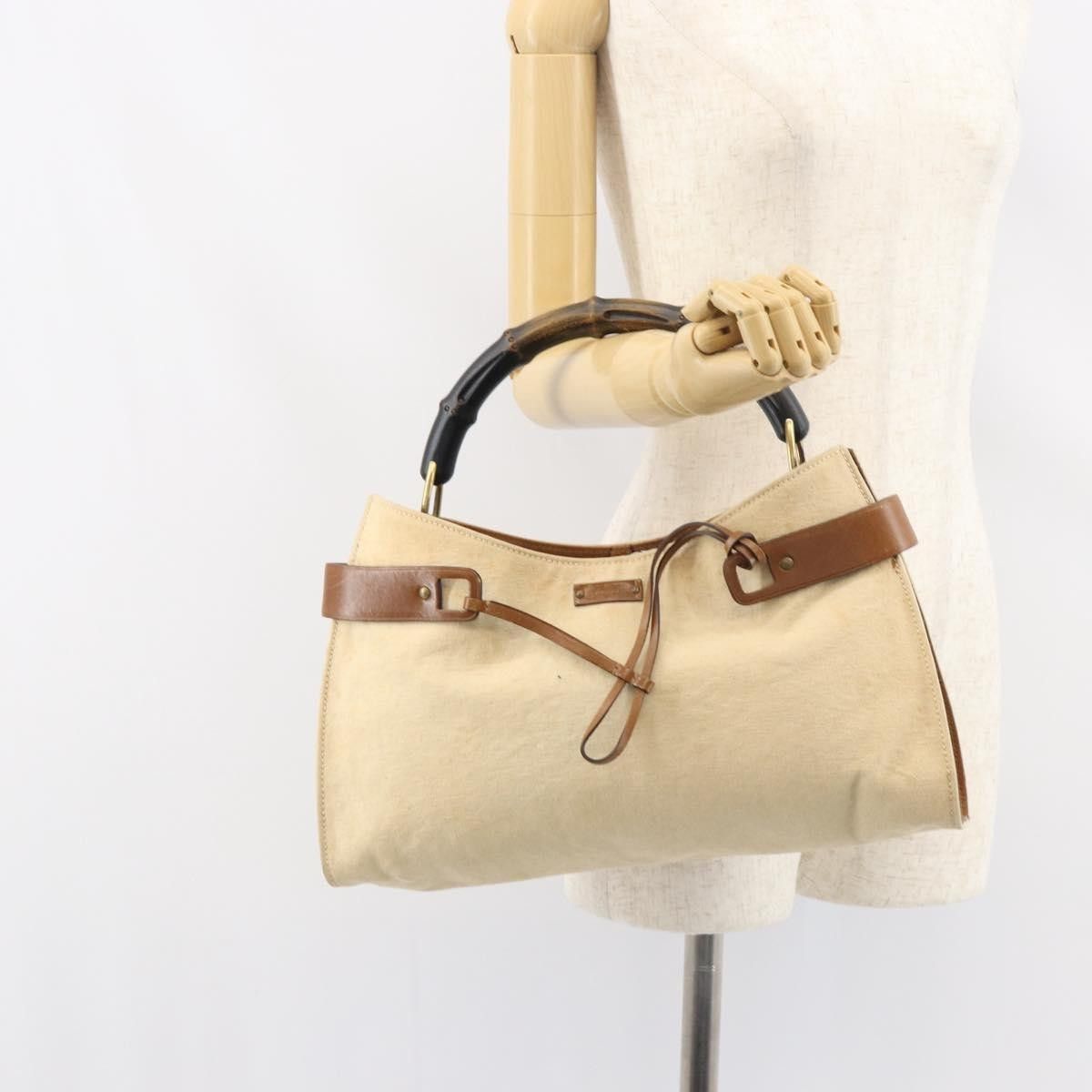 Gucci Gucci Vintage Bamboo Handle Bag Canvas Size ONE SIZE - 13 Thumbnail
