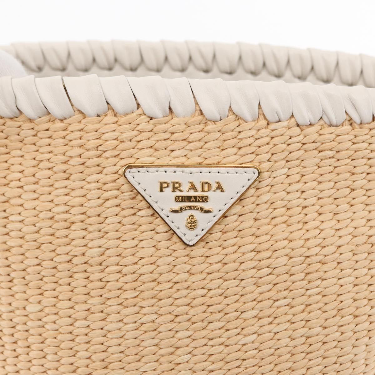 Prada Prada Bucket Bag Woven Raffia with Leather Size ONE SIZE - 13 Thumbnail