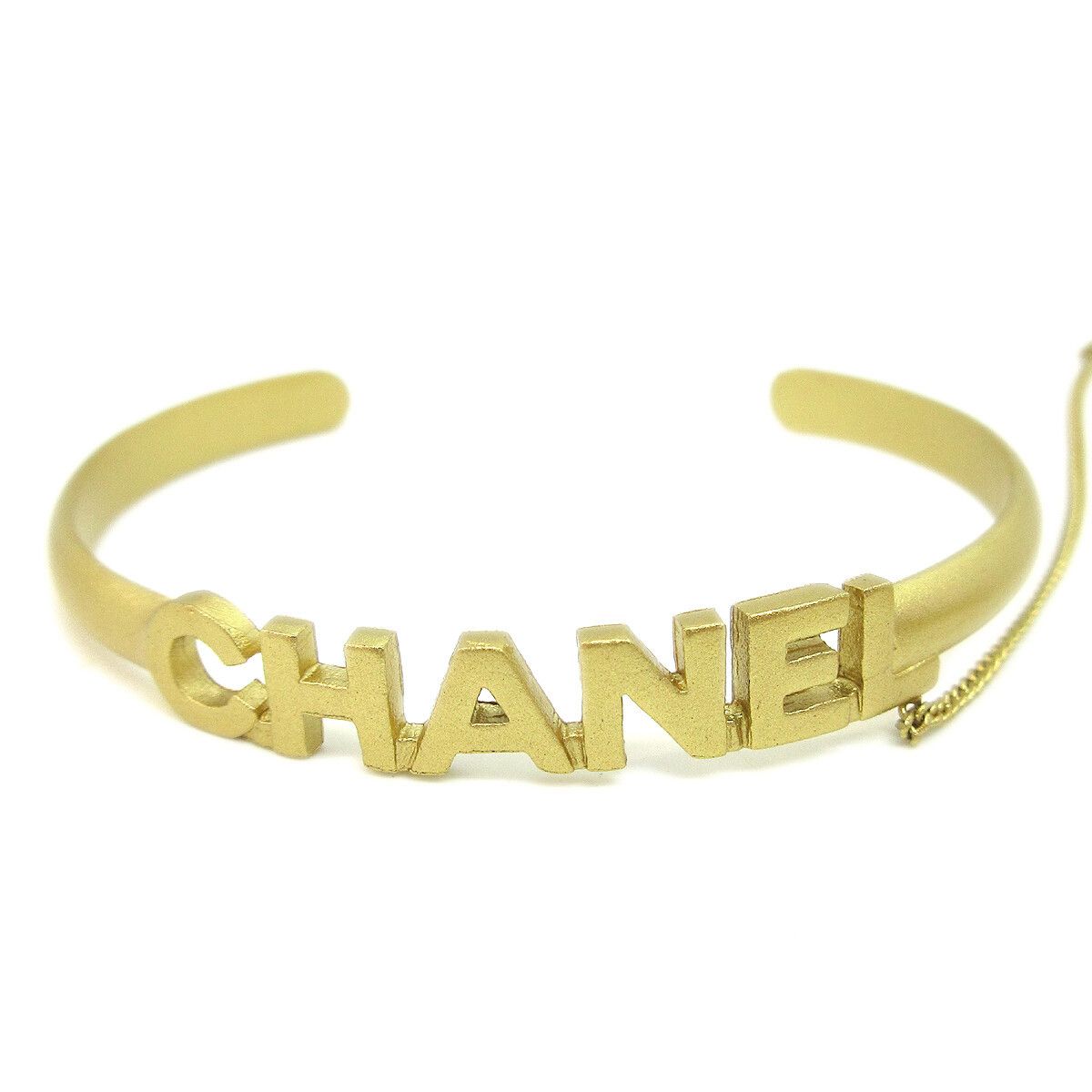 Chanel Chanel Logo Bangle with Chain Attached CC Ring Metal with Crystal Size ONE SIZE - 2 Thumbnail