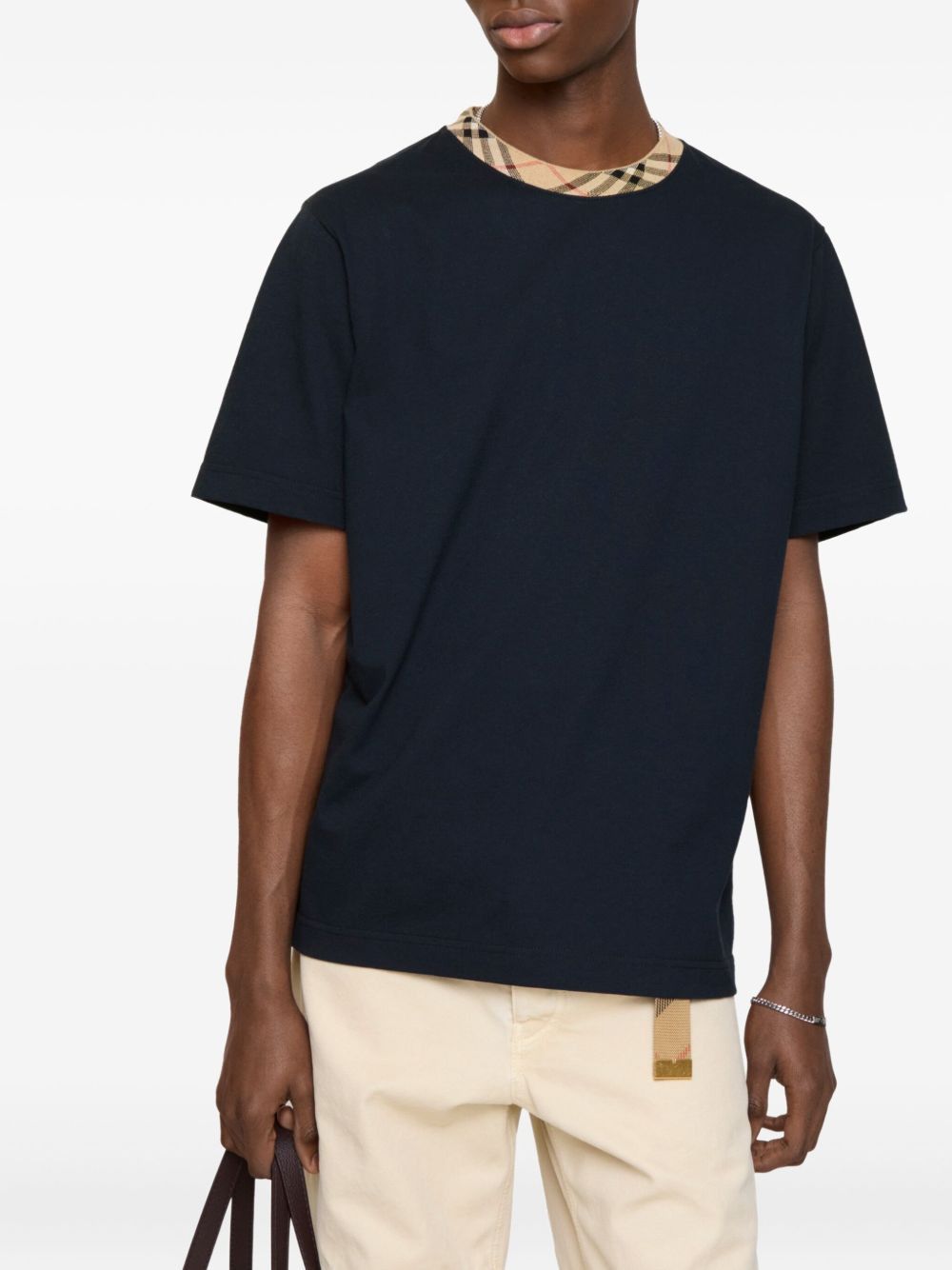 Burberry CHECK MOTIF COTTON T-SHIRT Size US XL / EU 56 / 4 - 2 Thumbnail