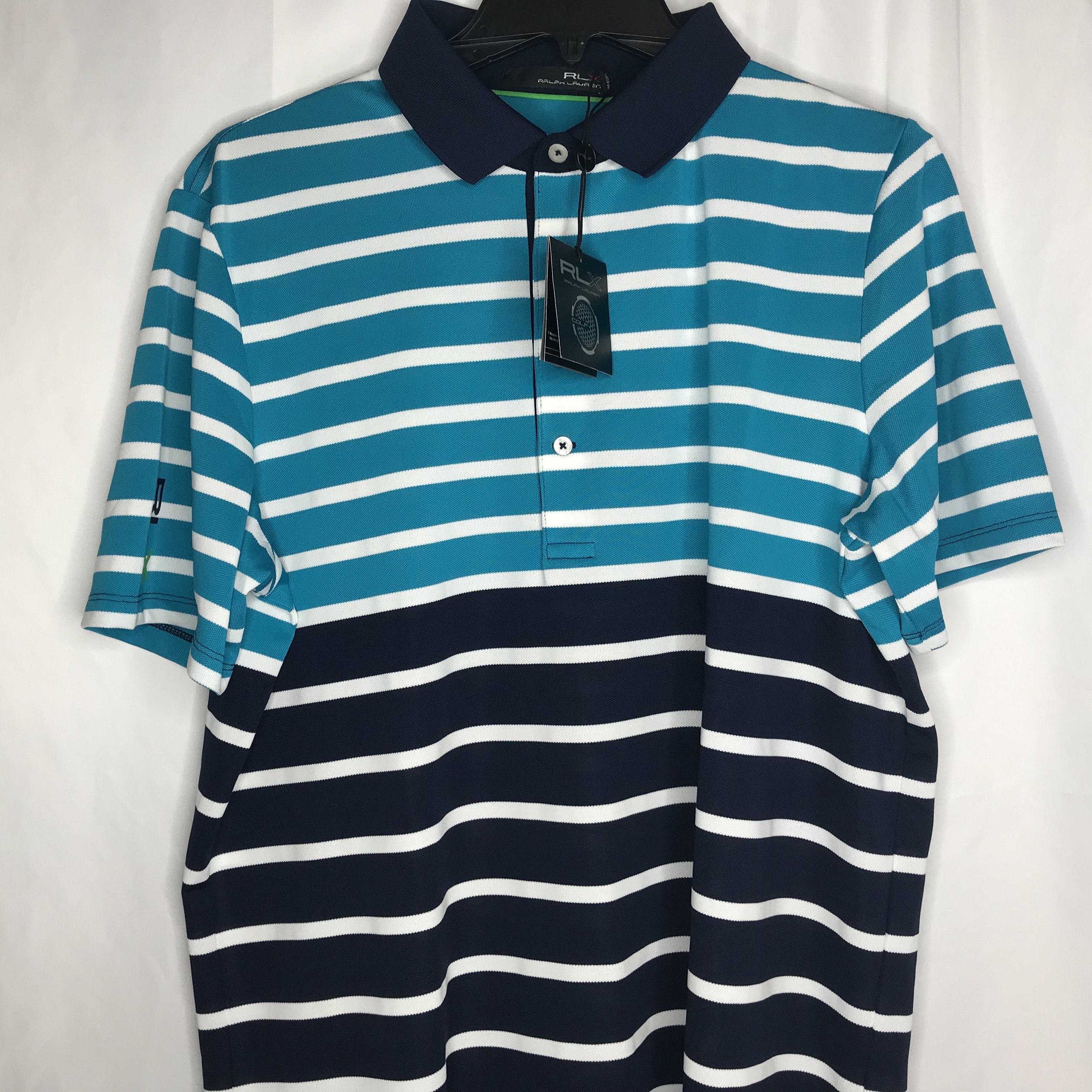 New Ralph Lauren RLX Short Sleeve Golf Polo Shirt Size Large Blue