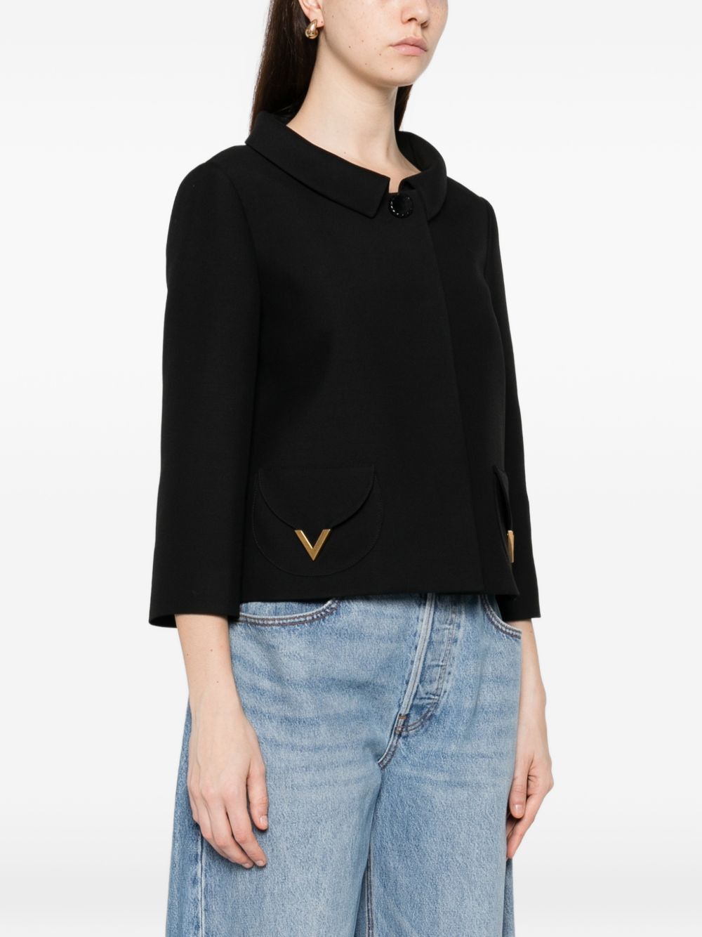 Valentino VLOGO SIGNATURE WOOL AND SILK JACKET Size M / US 6-8 / IT 42-44 - 3 Thumbnail