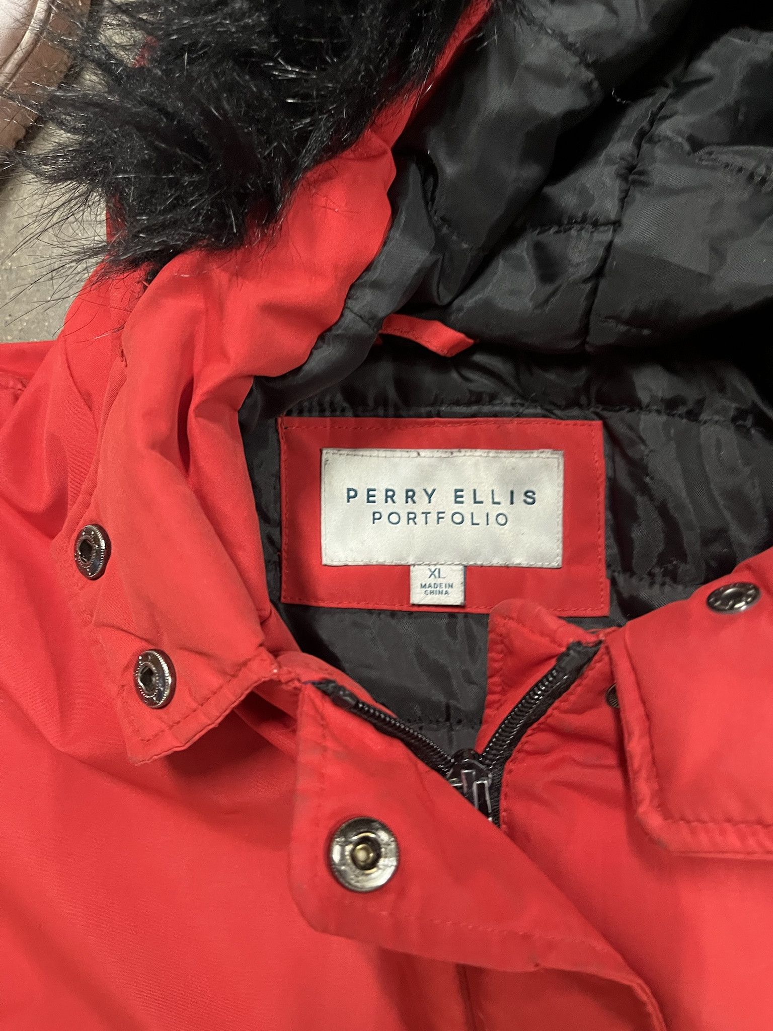 Perry Ellis Vintage 2000s Perry Ellis Fur Hood Long Coat Size XL Size US XL / EU 56 / 4 - 2 Thumbnail