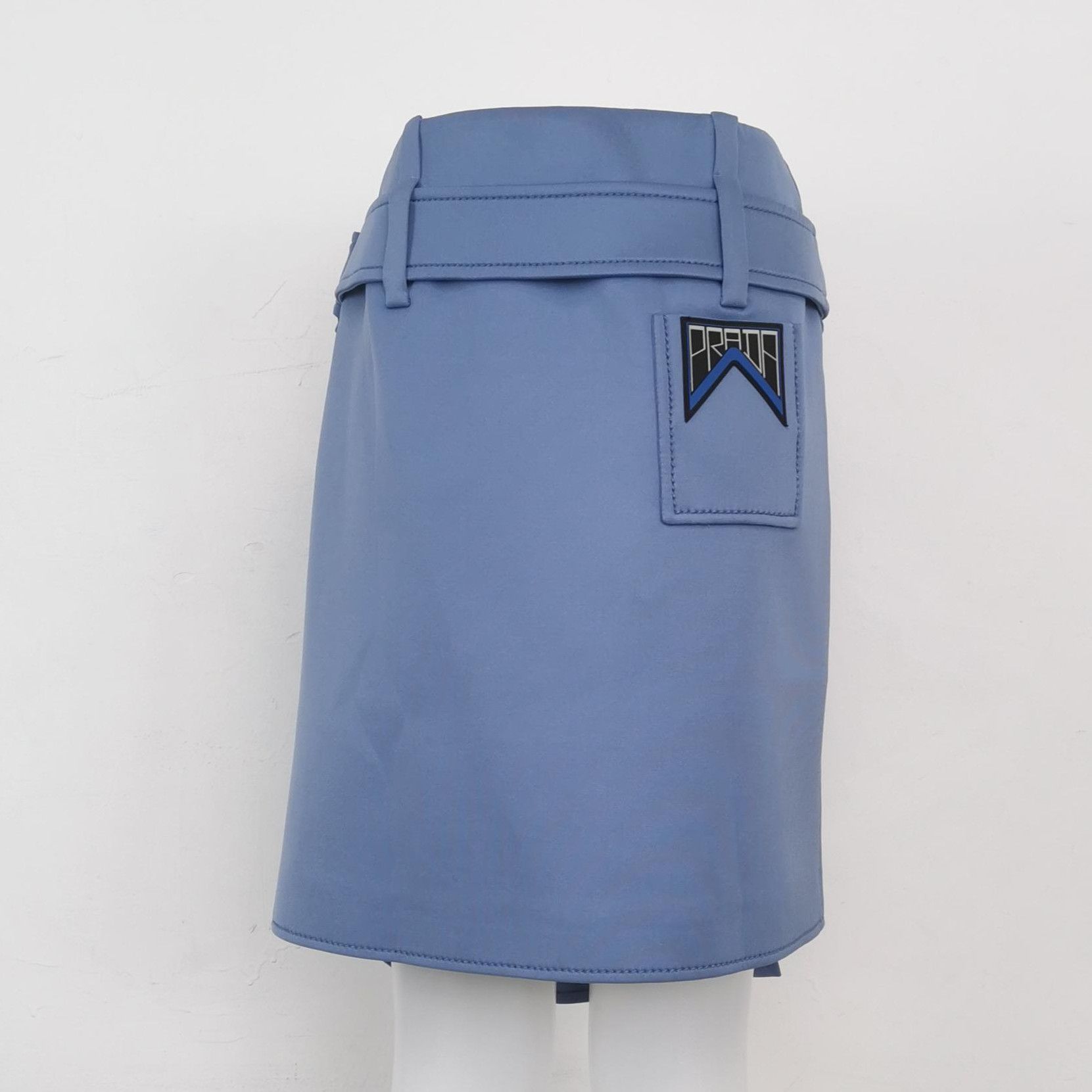 Prada Prada Monochrome Logo Half Skirt in Blue 0089 Size 40" / US 18 - 2 Thumbnail