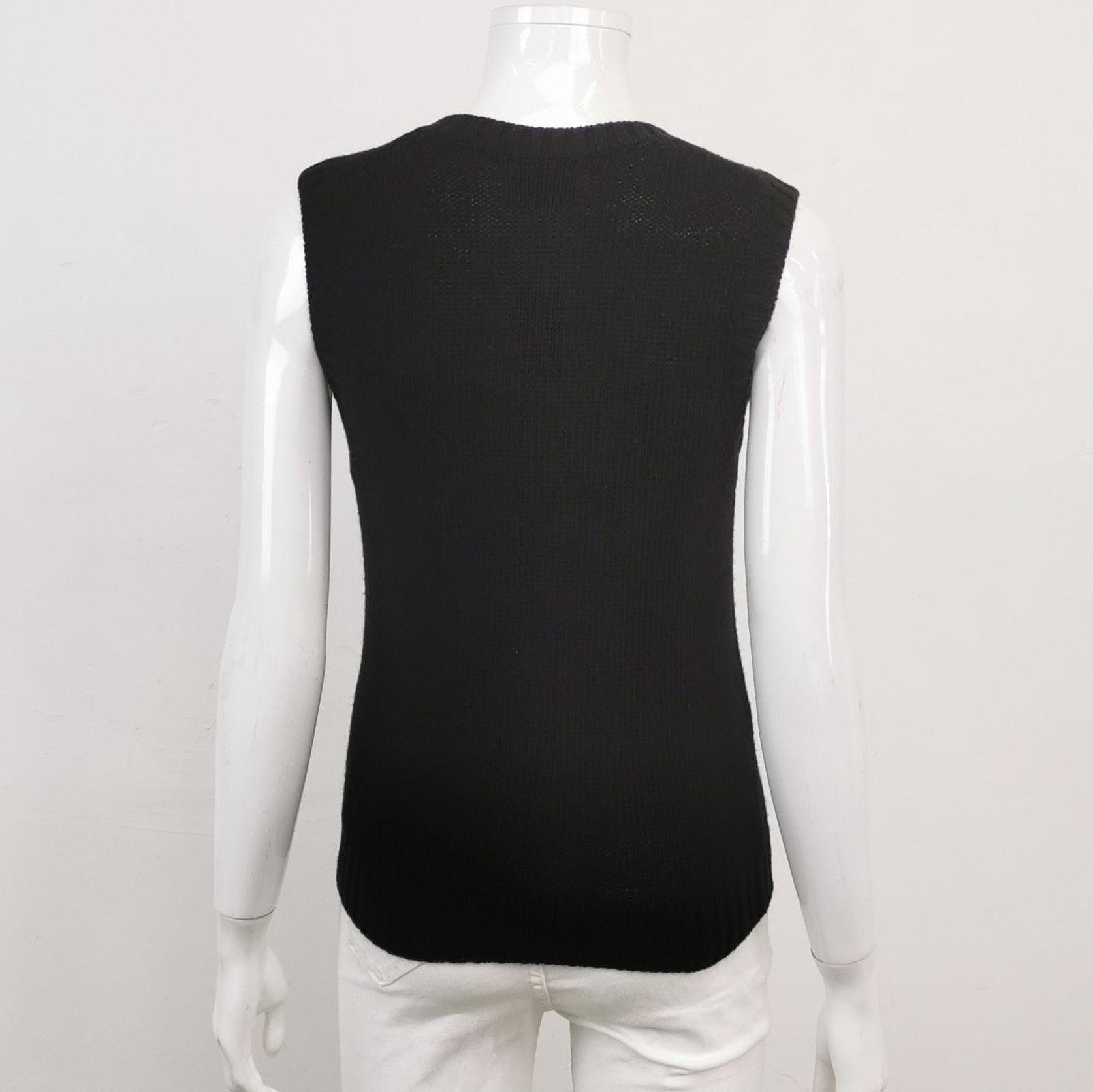 Prada Prada Black V-Neck Sleeveless Knit Vest 0089 Size XS / US 0-2 / IT 36-38 - 2 Thumbnail