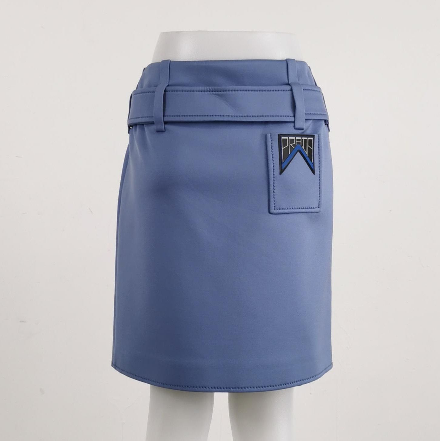 Prada Prada Blue Ruffled Logo Skirt Size 40 0089 Size 40" / US 18 - 2 Thumbnail