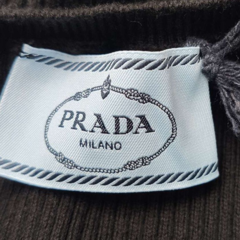 Prada Prada Black Cotton Knit Crewneck Sweater 0089 Size XS / US 0-2 / IT 36-38 - 4 Thumbnail