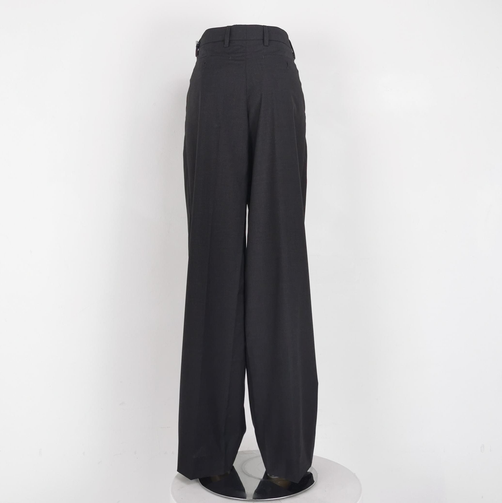 Prada Prada Wool Solid Color Wide-Leg Trousers 0089 Size 38" / US 16 / IT 52 - 3 Thumbnail