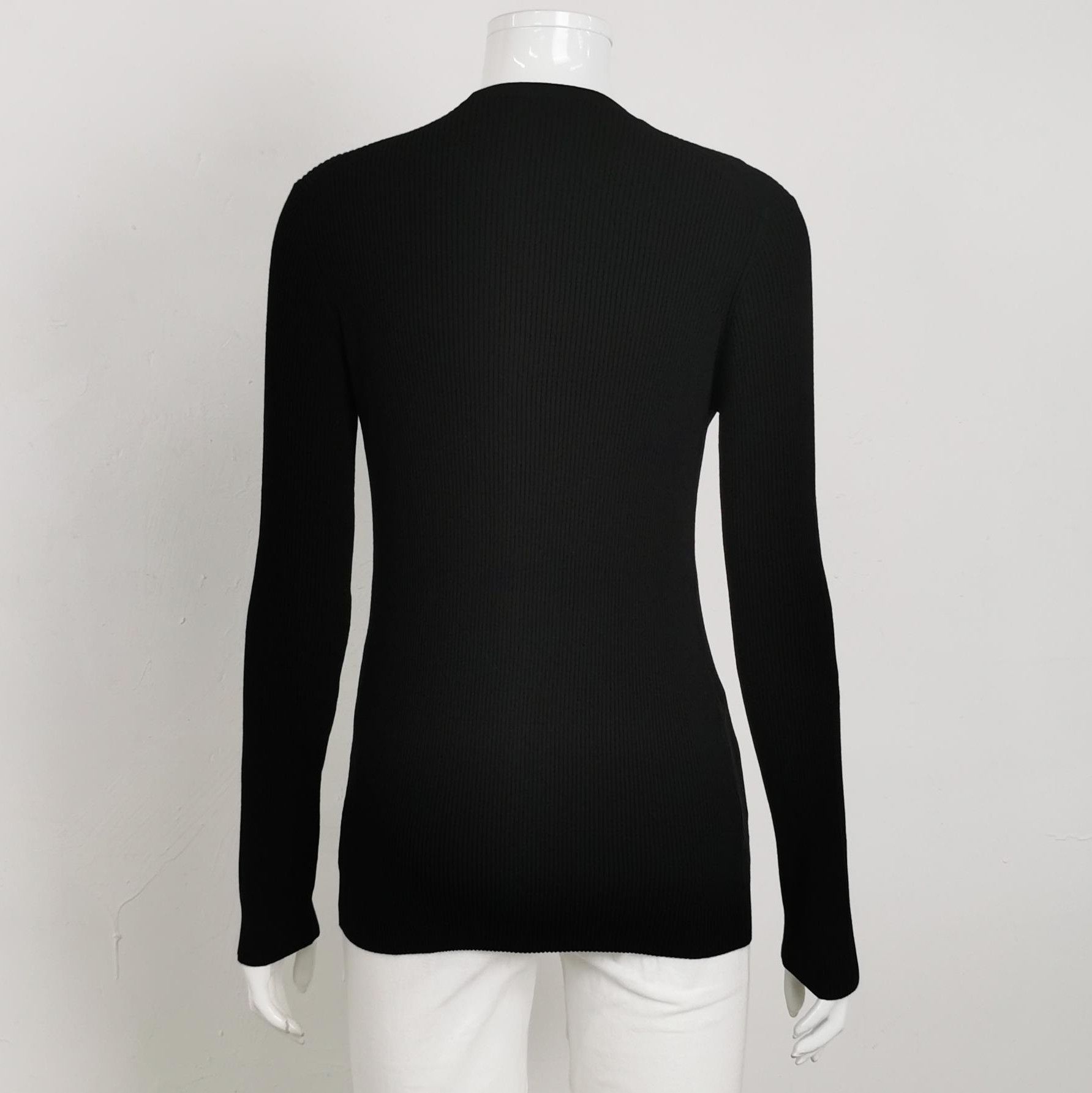 Prada Prada Black Ribbed Knit Sweater for Women 0089 Size L / US 10 / IT 46 - 2 Thumbnail