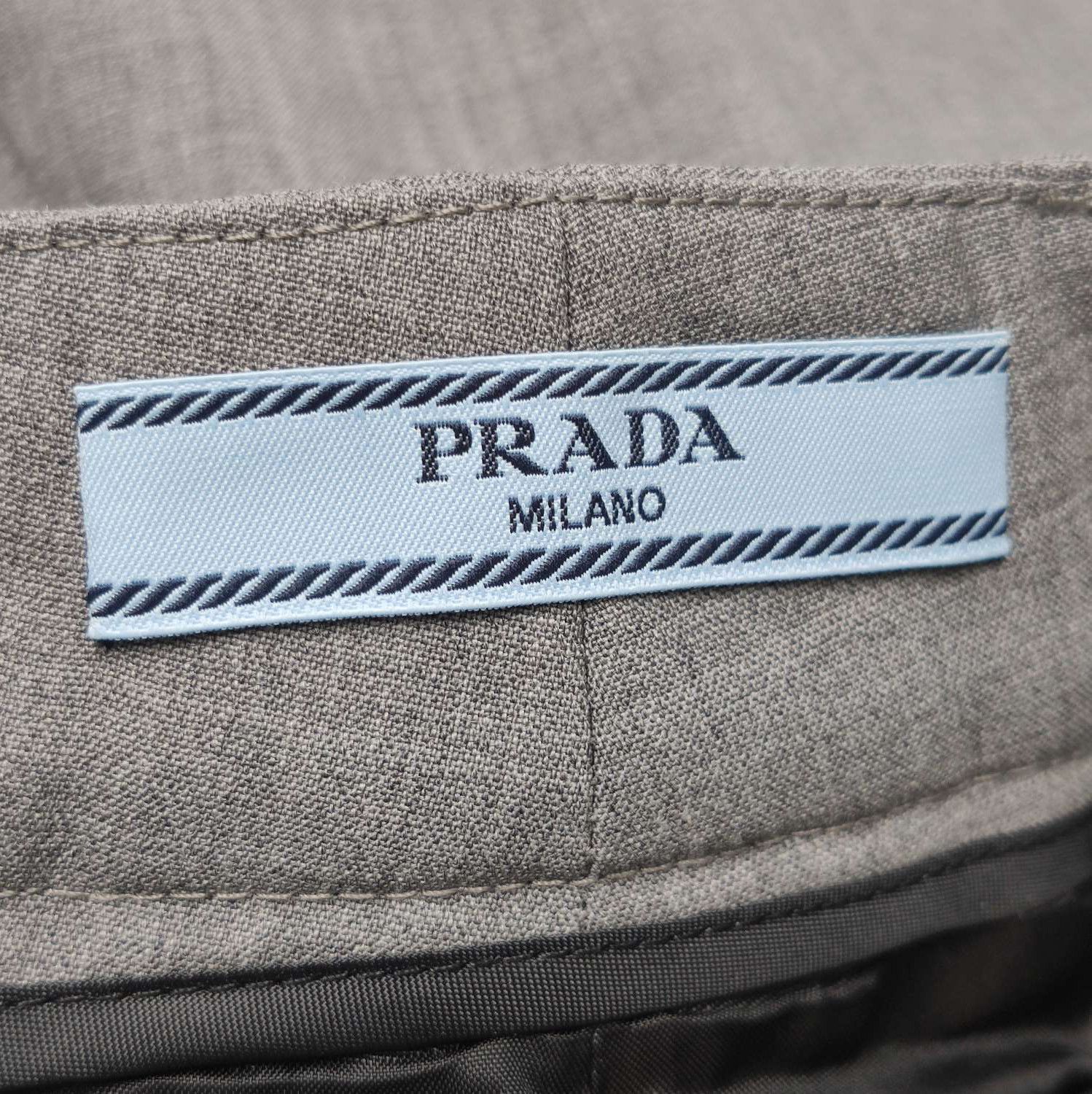 Prada Prada Gray Wool Wide-Leg Trousers Size 38 0089 Size 38" / US 16 / IT 52 - 4 Thumbnail