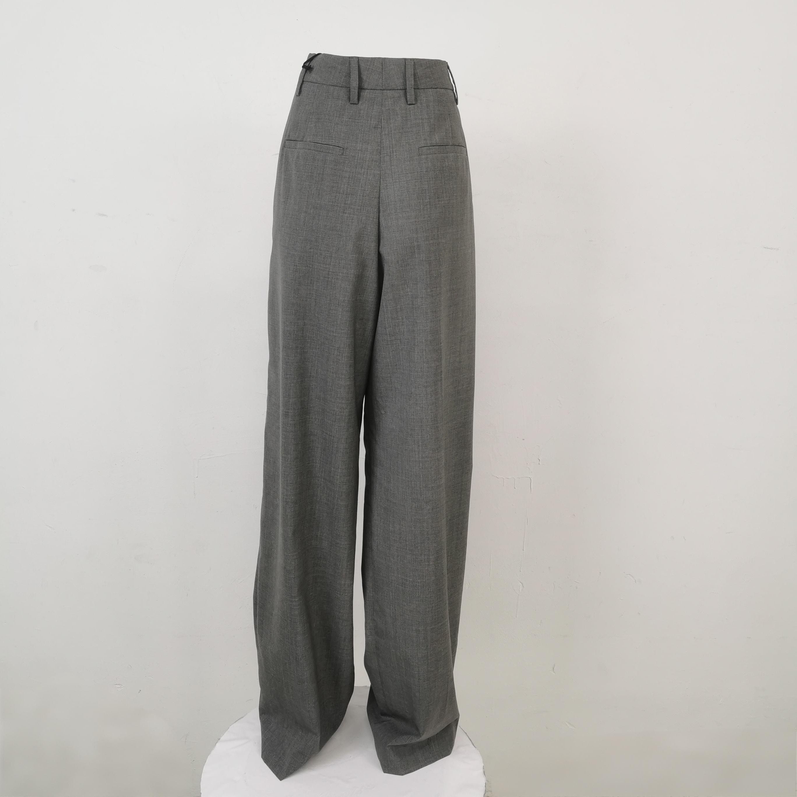 Prada Prada Gray Wool Wide-Leg Trousers Size 38 0089 Size 38" / US 16 / IT 52 - 2 Thumbnail