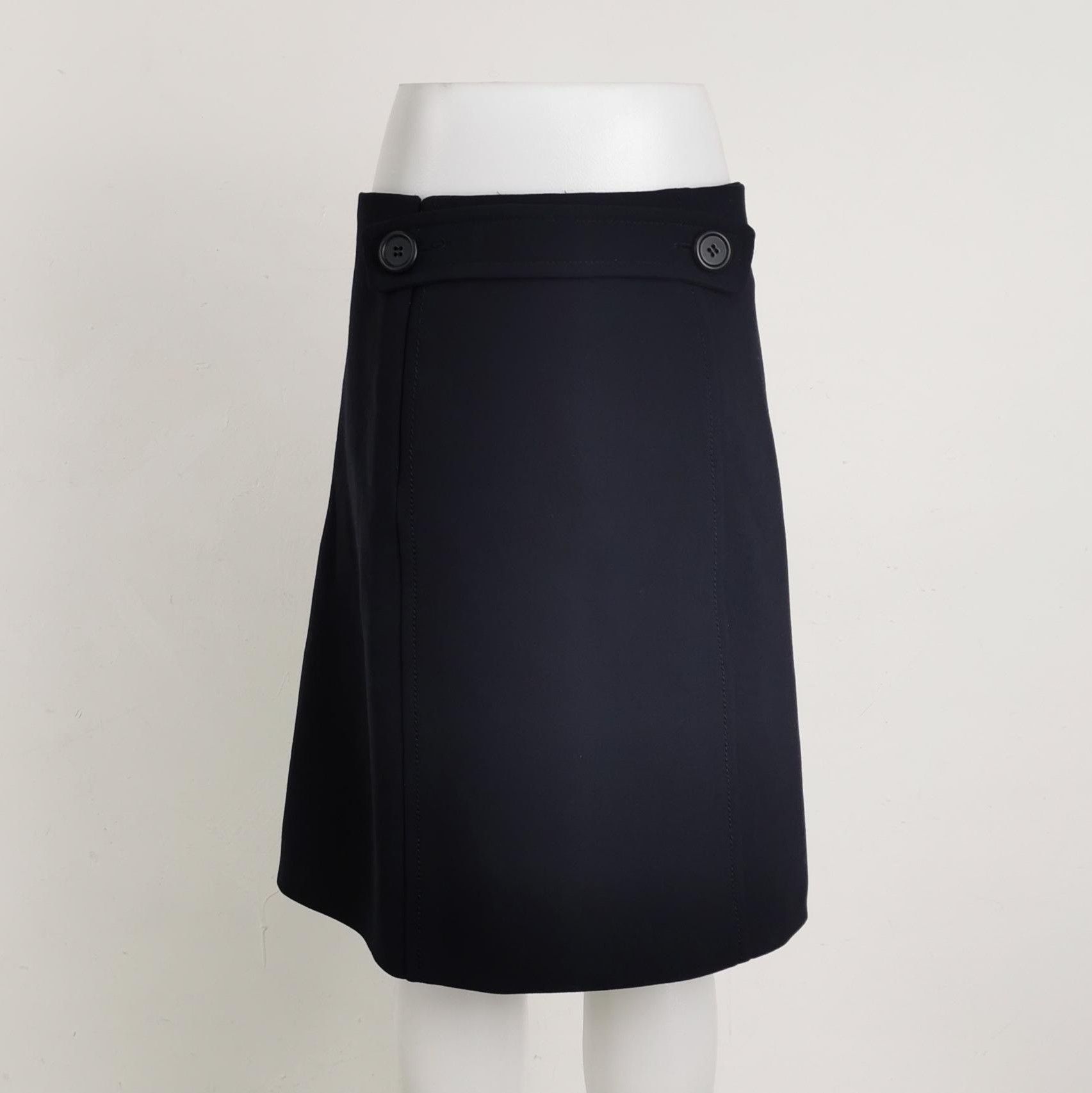 Prada Prada Black Wool A-Line Skirt Size 40 0089 Size 40" / US 18 - 2 Thumbnail