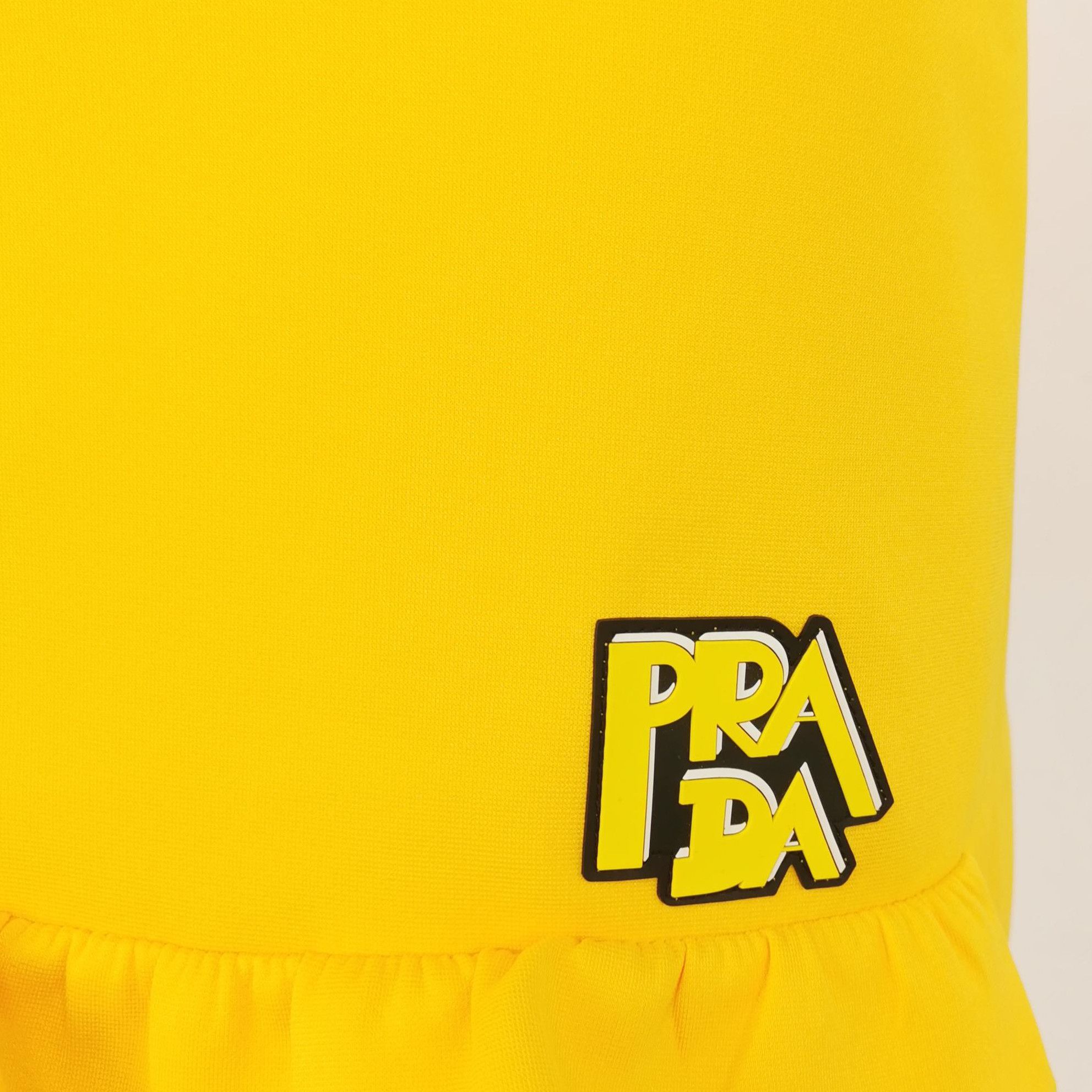 Prada Prada Logo Belted Mini Skirt in Bright Yellow 0089 Size 36" / US 14 / IT 50 - 3 Thumbnail