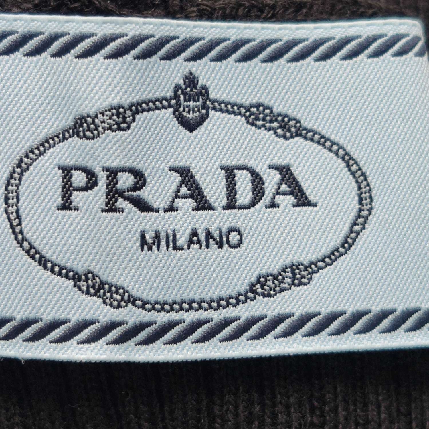 Prada Prada Black Cotton Crew Neck Sweater 0089 Size L / US 10 / IT 46 - 4 Thumbnail