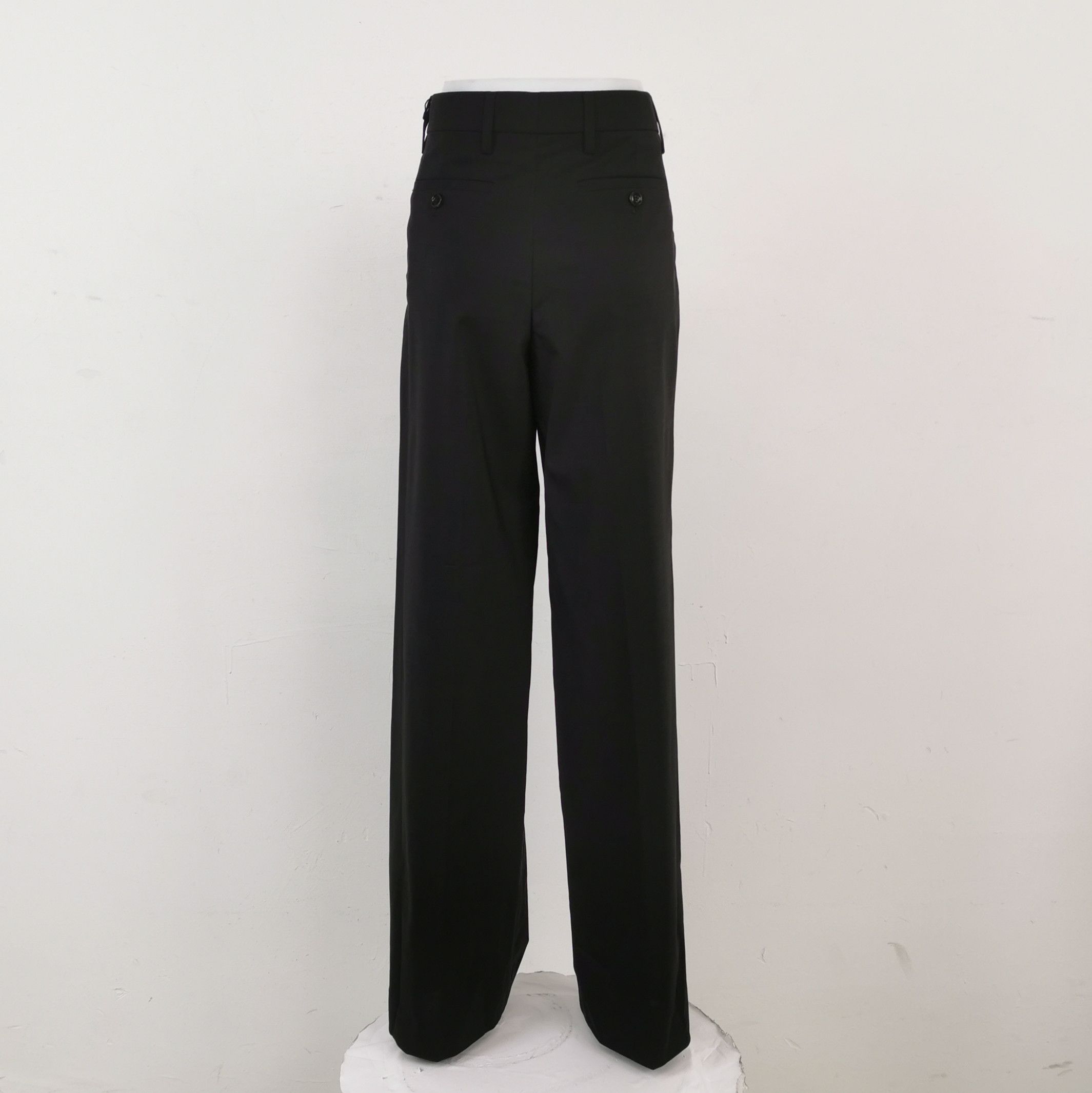Prada Prada Black Wool Blend Wide-Leg Trousers 0089 Size 40" / US 18 - 2 Thumbnail