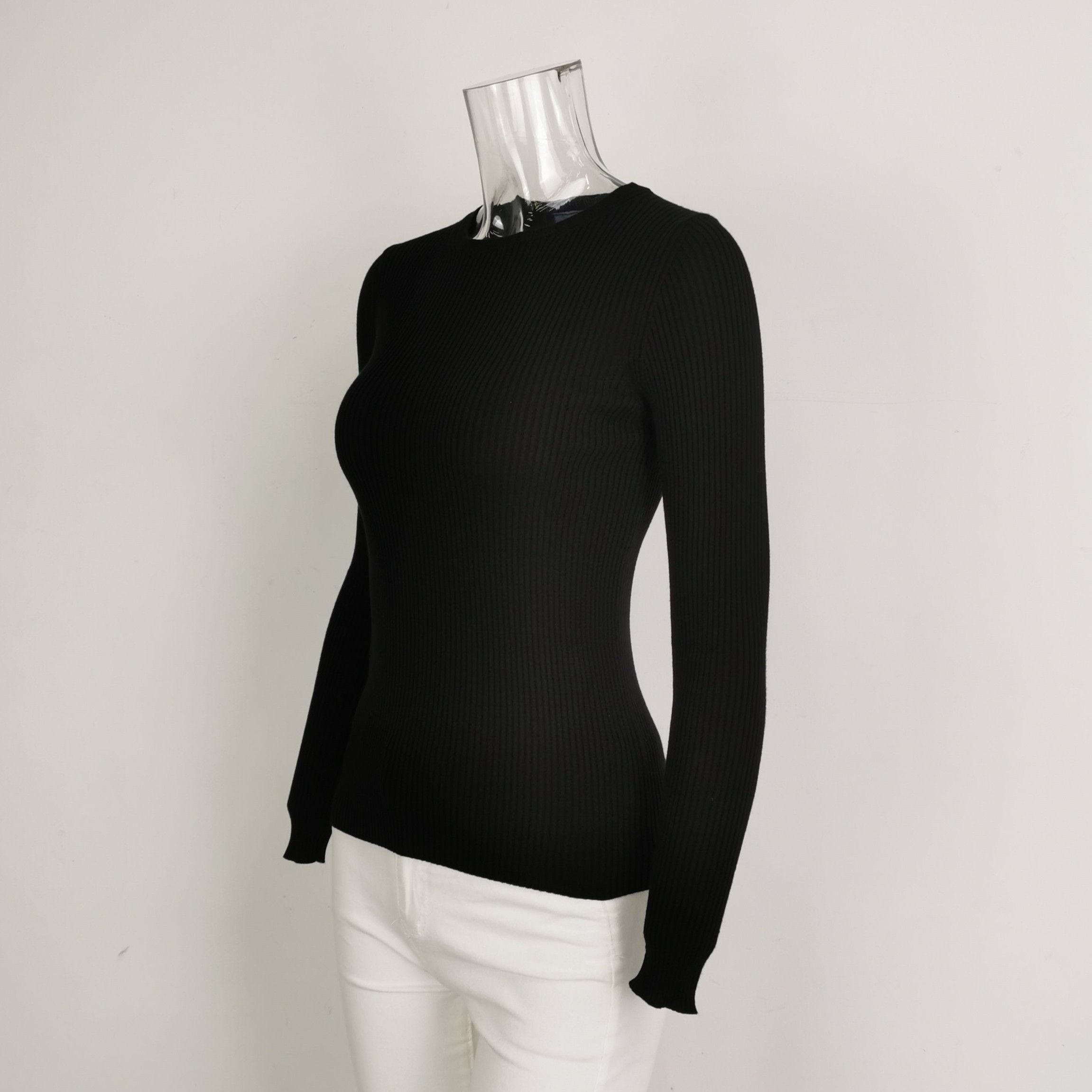 Prada Prada Ribbed Black Knit Top for Women 0089 Size XS / US 0-2 / IT 36-38 - 2 Thumbnail