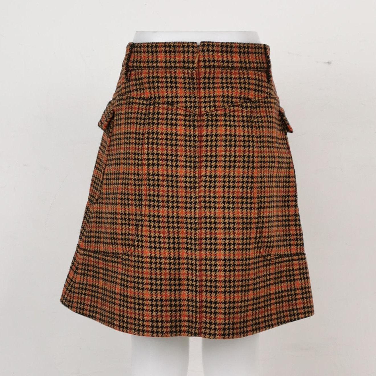 Prada Prada Color Block Wool Blend Check Skirt 0089 Size 42" / US 20 - 2 Thumbnail