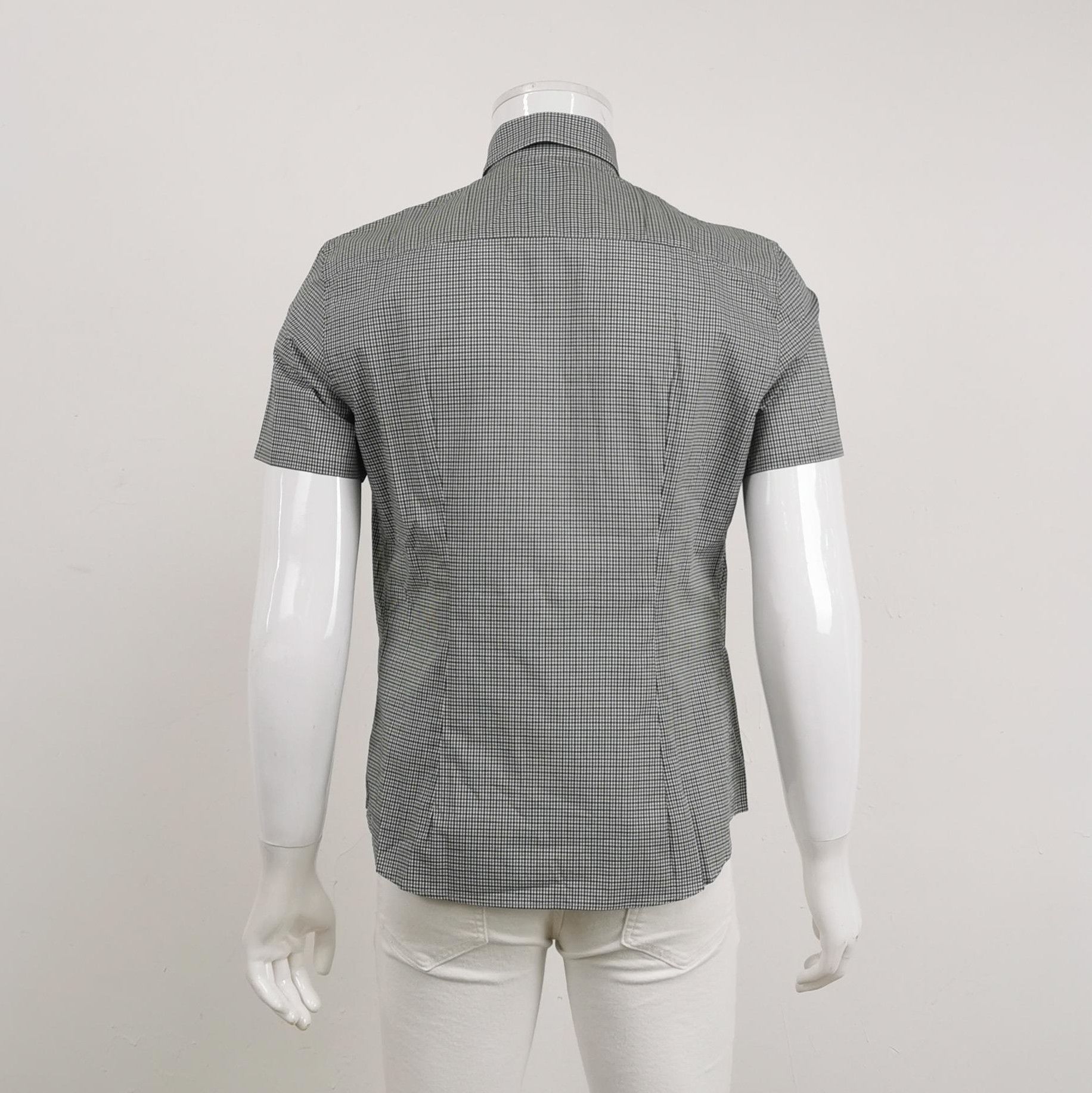 Prada Prada Short-Sleeve Houndstooth Cotton Shirt 0089 Size M / US 6-8 / IT 42-44 - 2 Thumbnail
