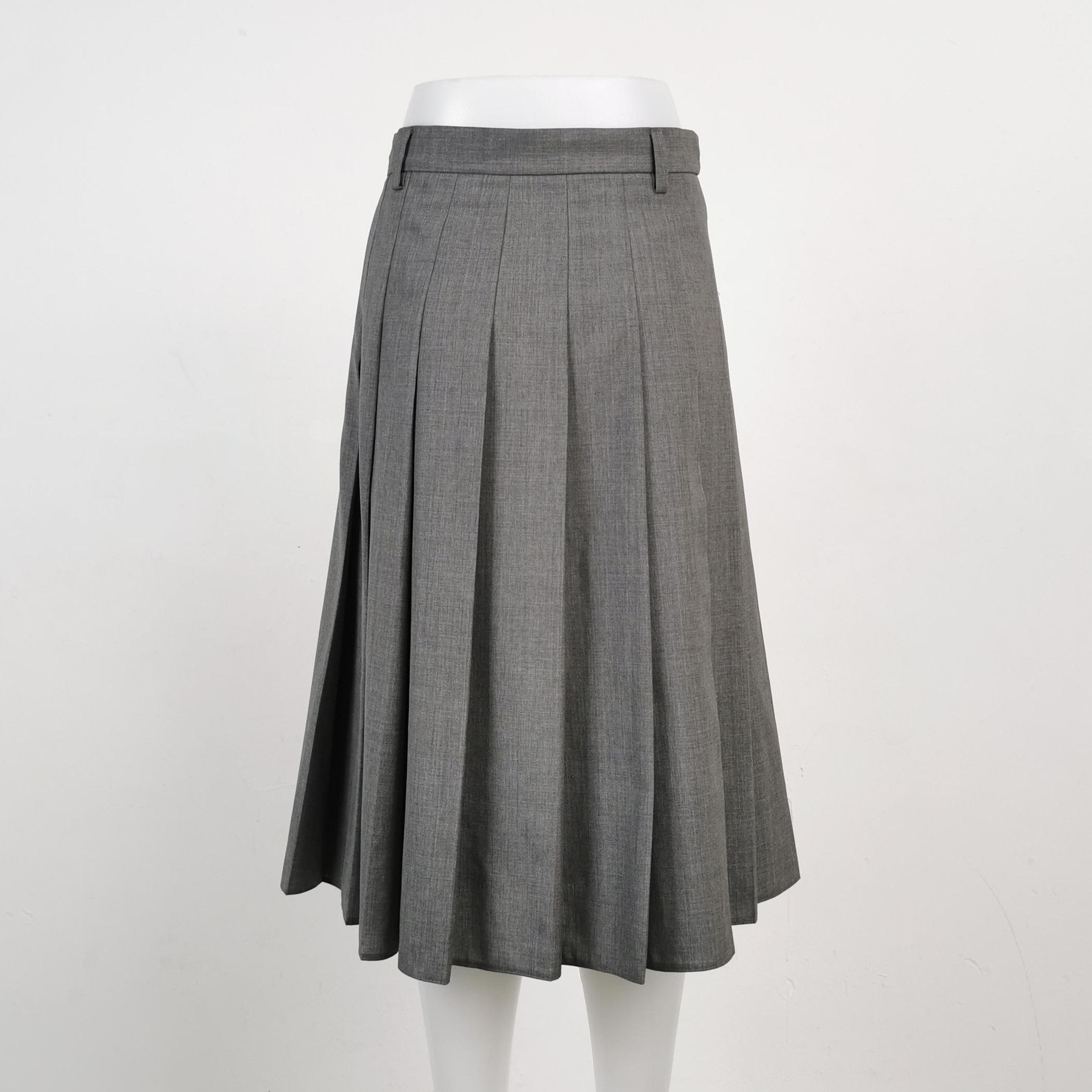 Prada Prada Grey Wool Pleated Midi Skirt 0089 Size 42" / US 20 - 2 Thumbnail