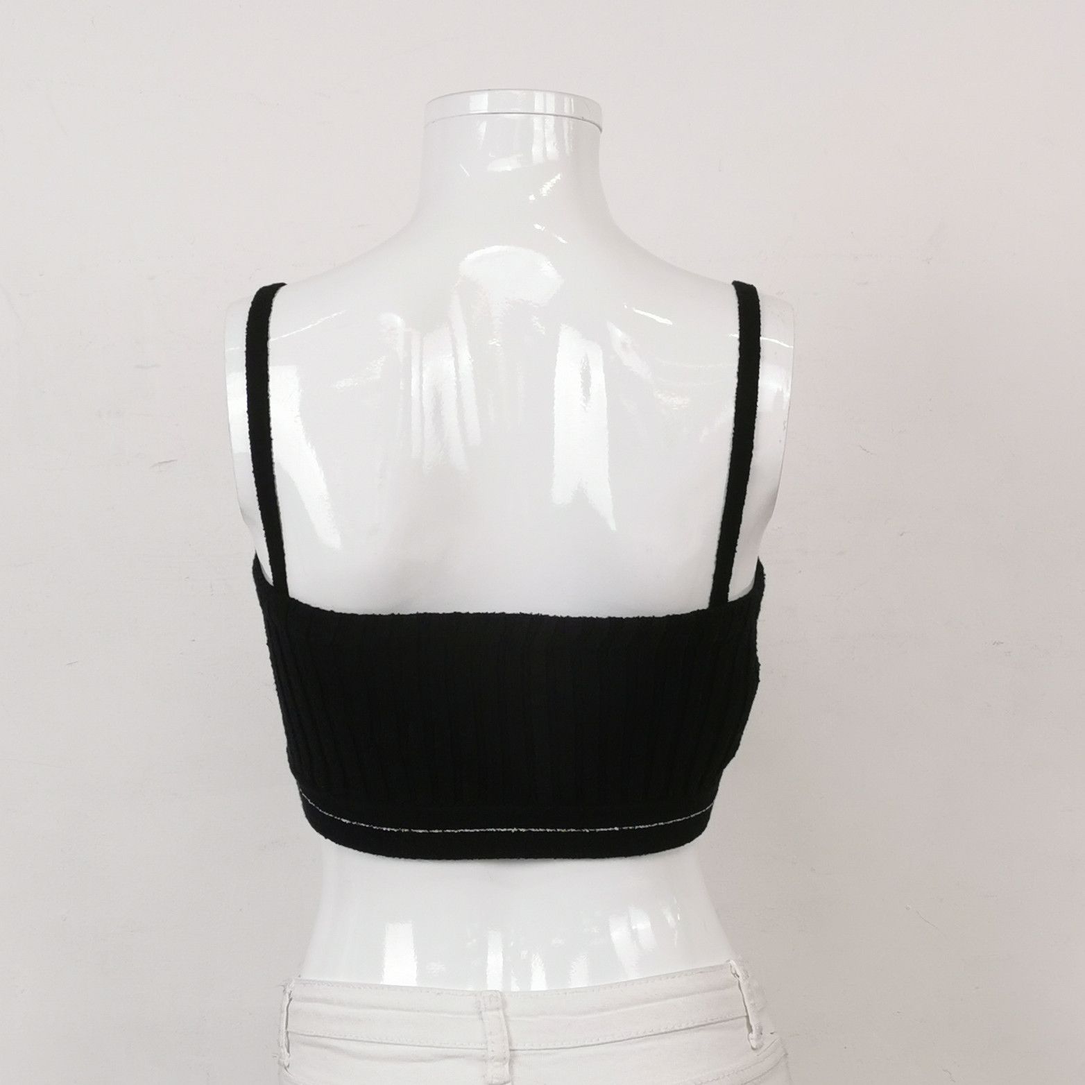 Prada Prada Logo Black Ribbed Crop Top 0089 Size S / US 4 / IT 40 - 2 Thumbnail