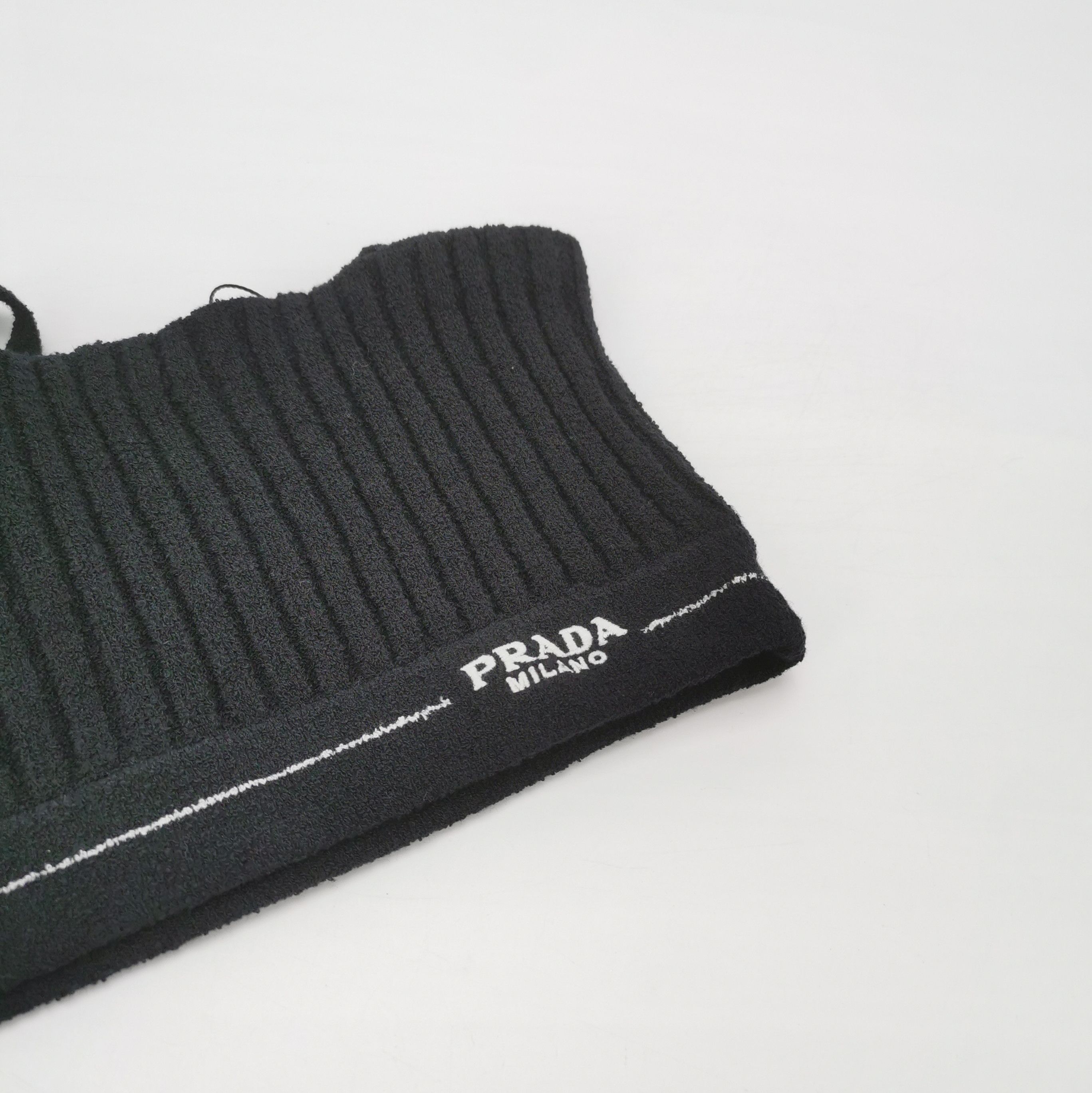 Prada Prada Logo Black Ribbed Crop Top 0089 Size S / US 4 / IT 40 - 3 Thumbnail