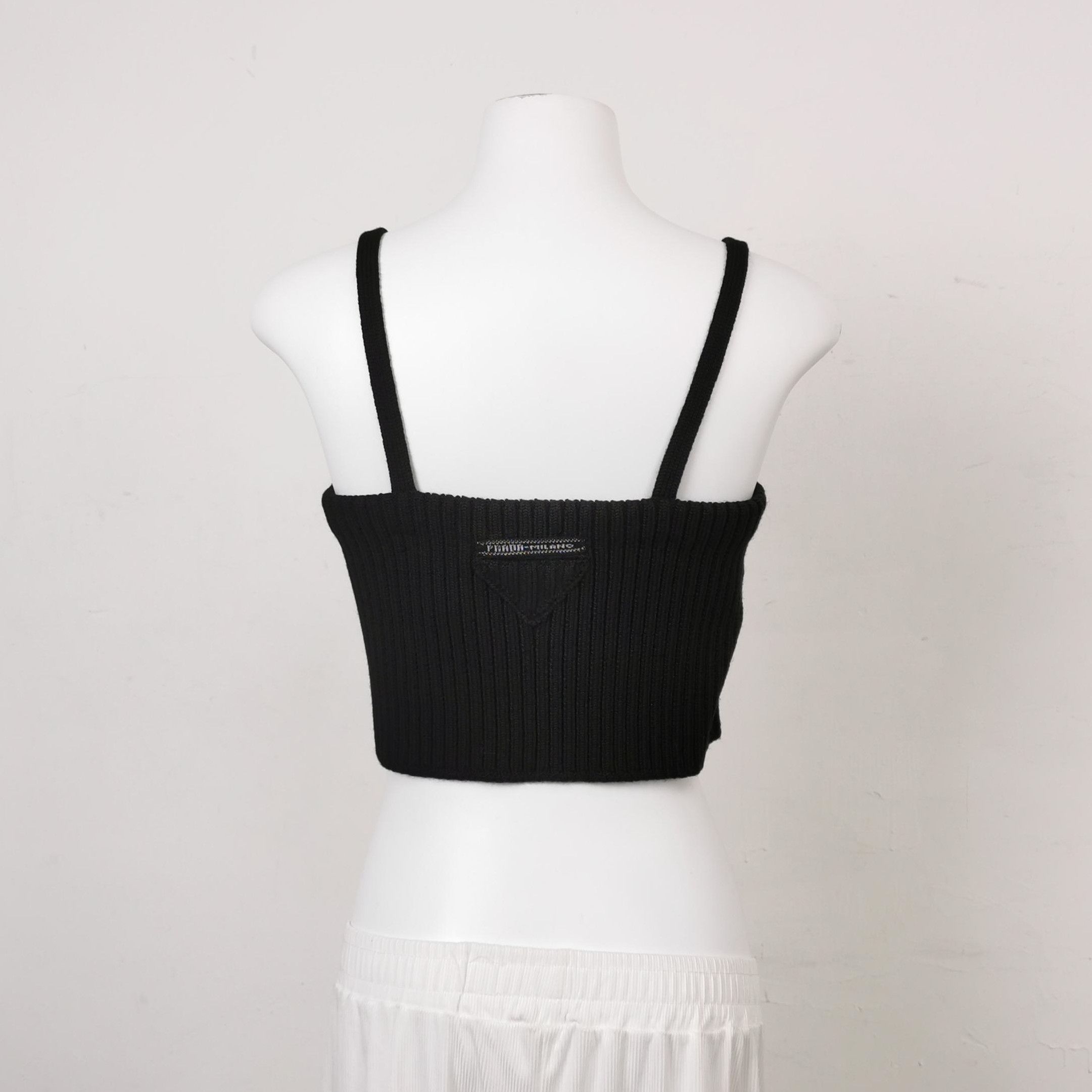 Prada Prada Black Wool Blend Logo Camisole Top 0089 Size L / US 10 / IT 46 - 2 Thumbnail
